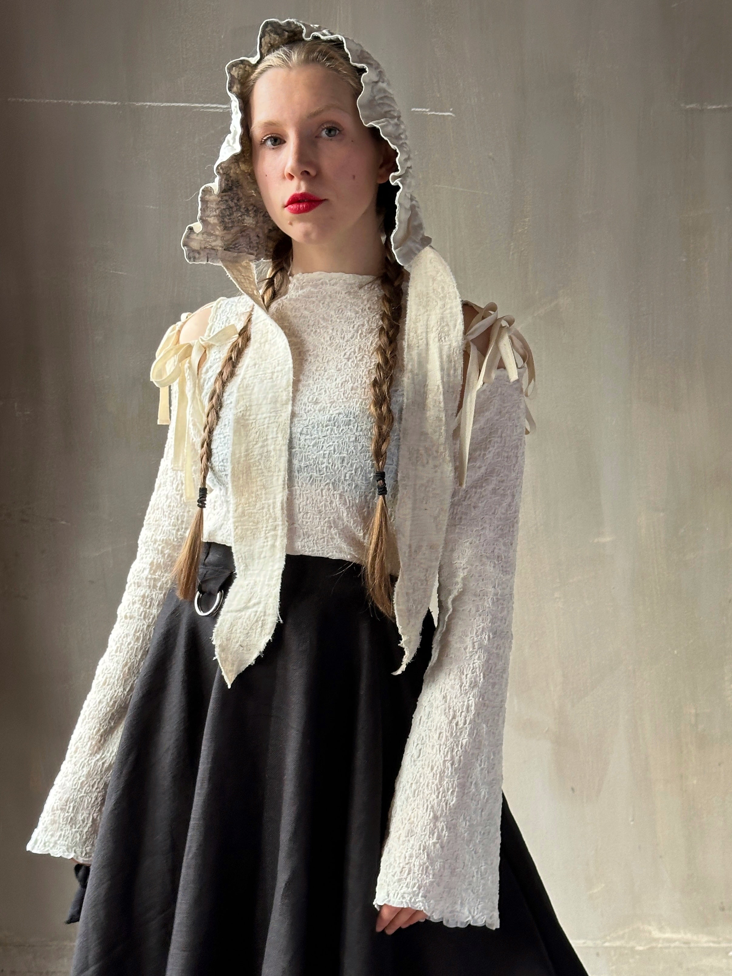 Winter 26: Ivory Silk Chaos-Quilted Bonnet (Pre-Order)