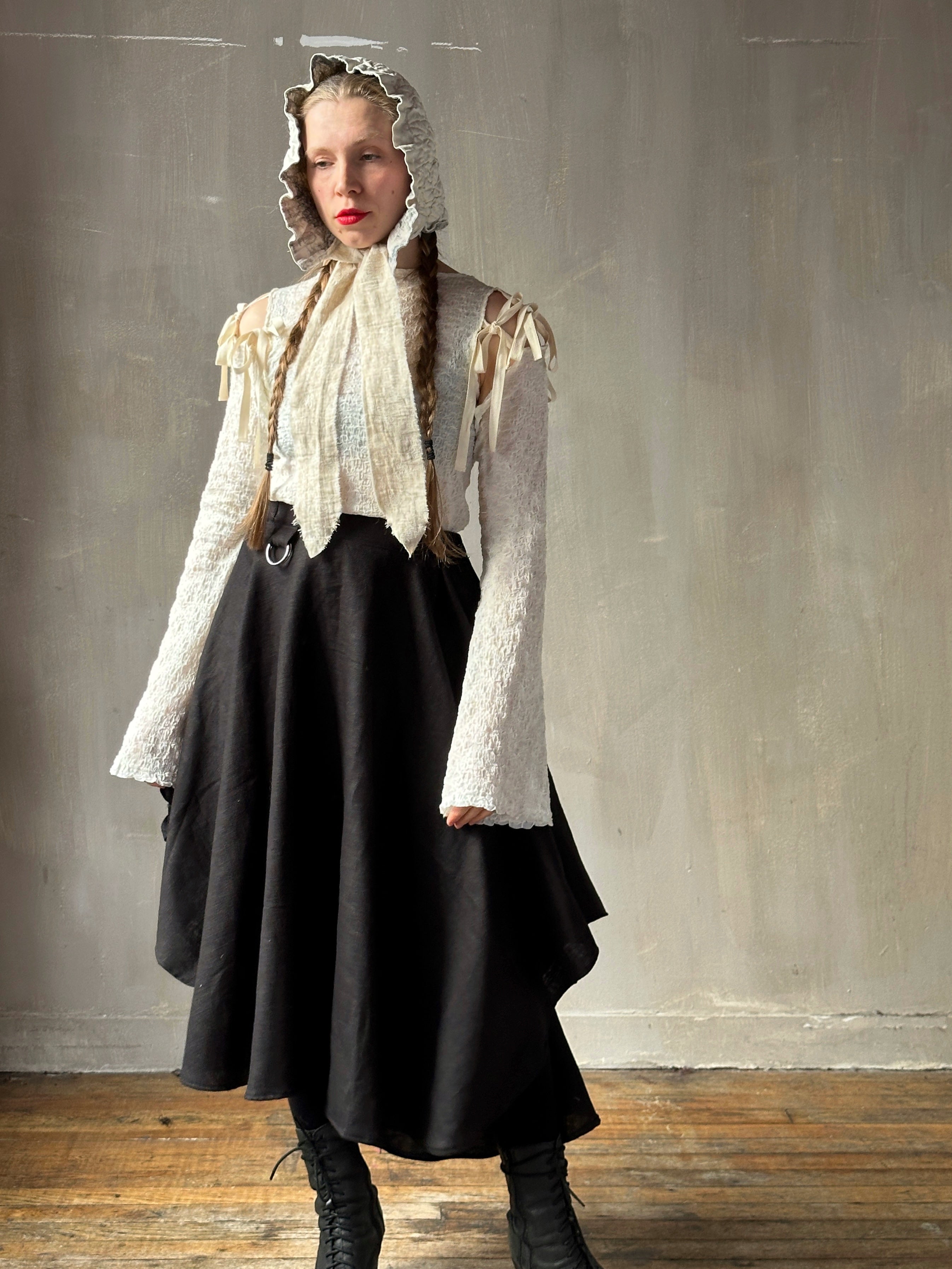 Winter 26: Ivory Silk Chaos-Quilted Bonnet (Pre-Order)