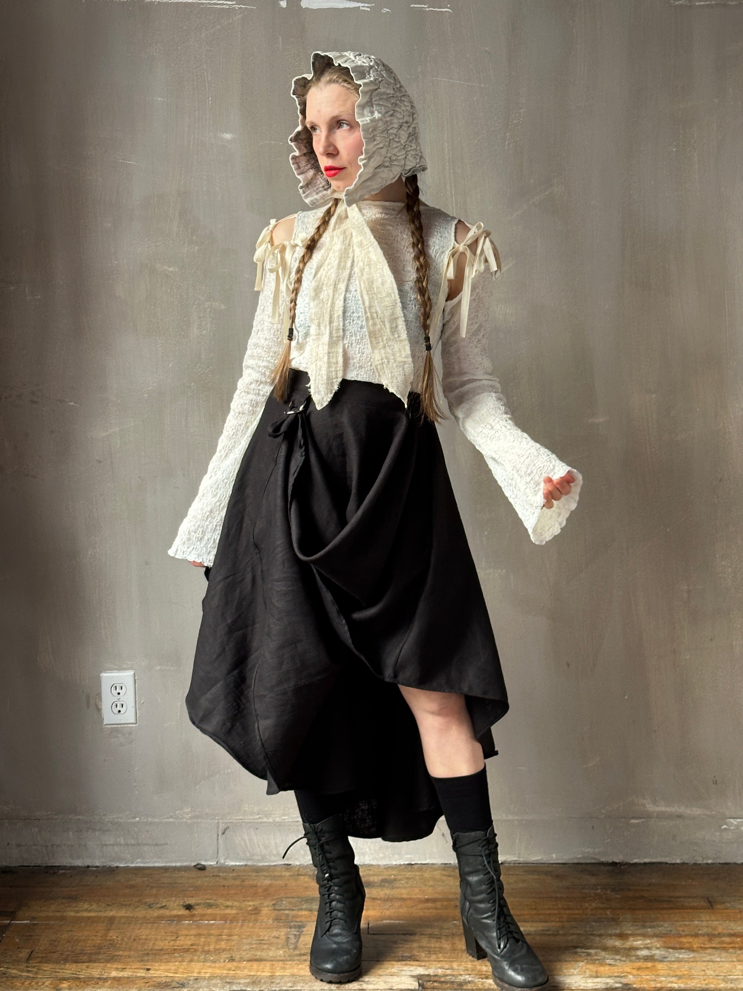 Winter 26: Ivory Silk Chaos-Quilted Bonnet (Pre-Order)