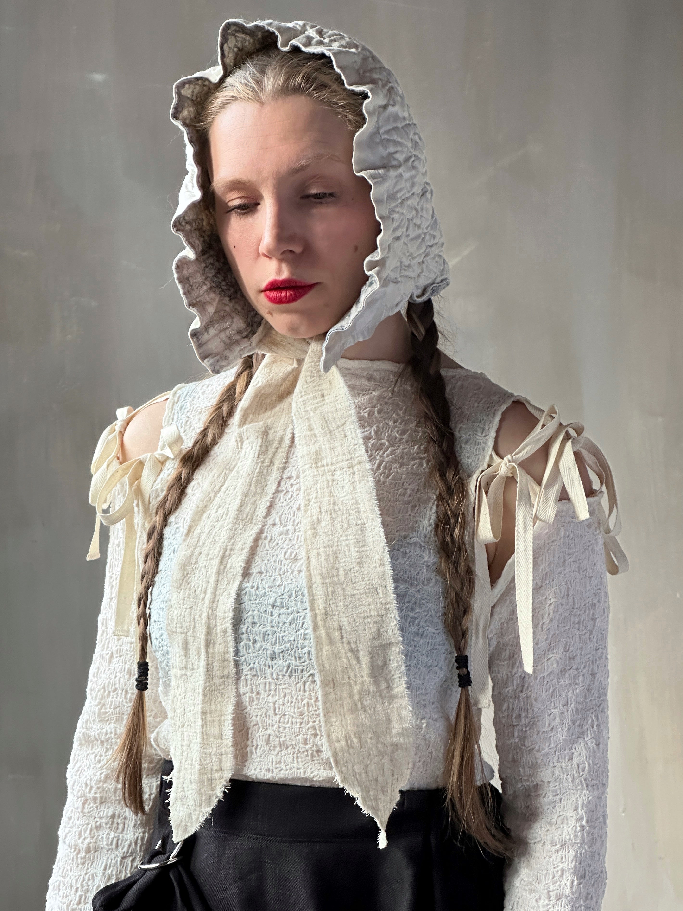 Winter 26: Ivory Silk Chaos-Quilted Bonnet (Pre-Order)