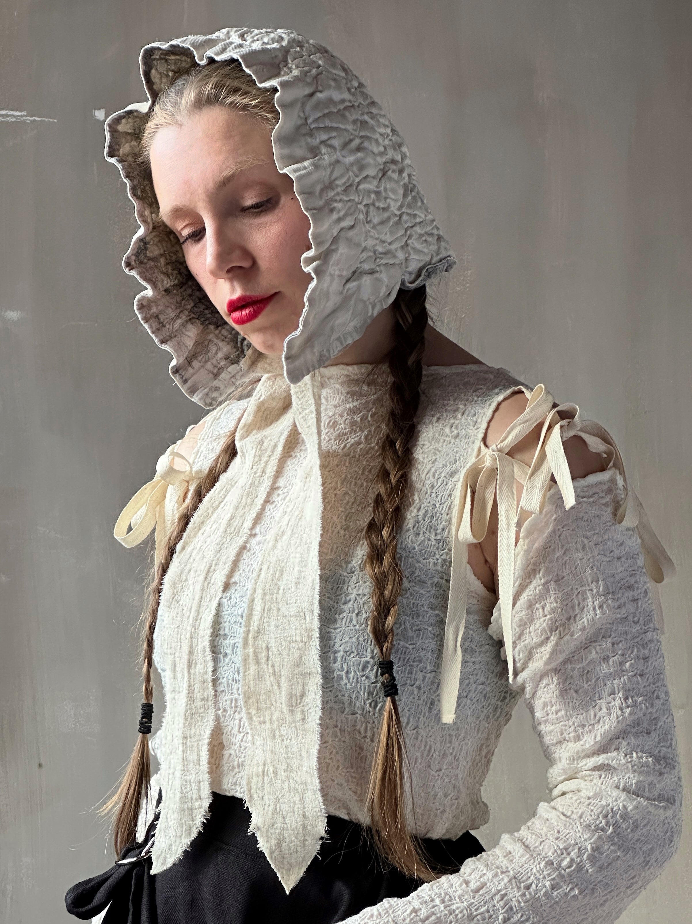 Winter 26: Ivory Silk Chaos-Quilted Bonnet (Pre-Order)