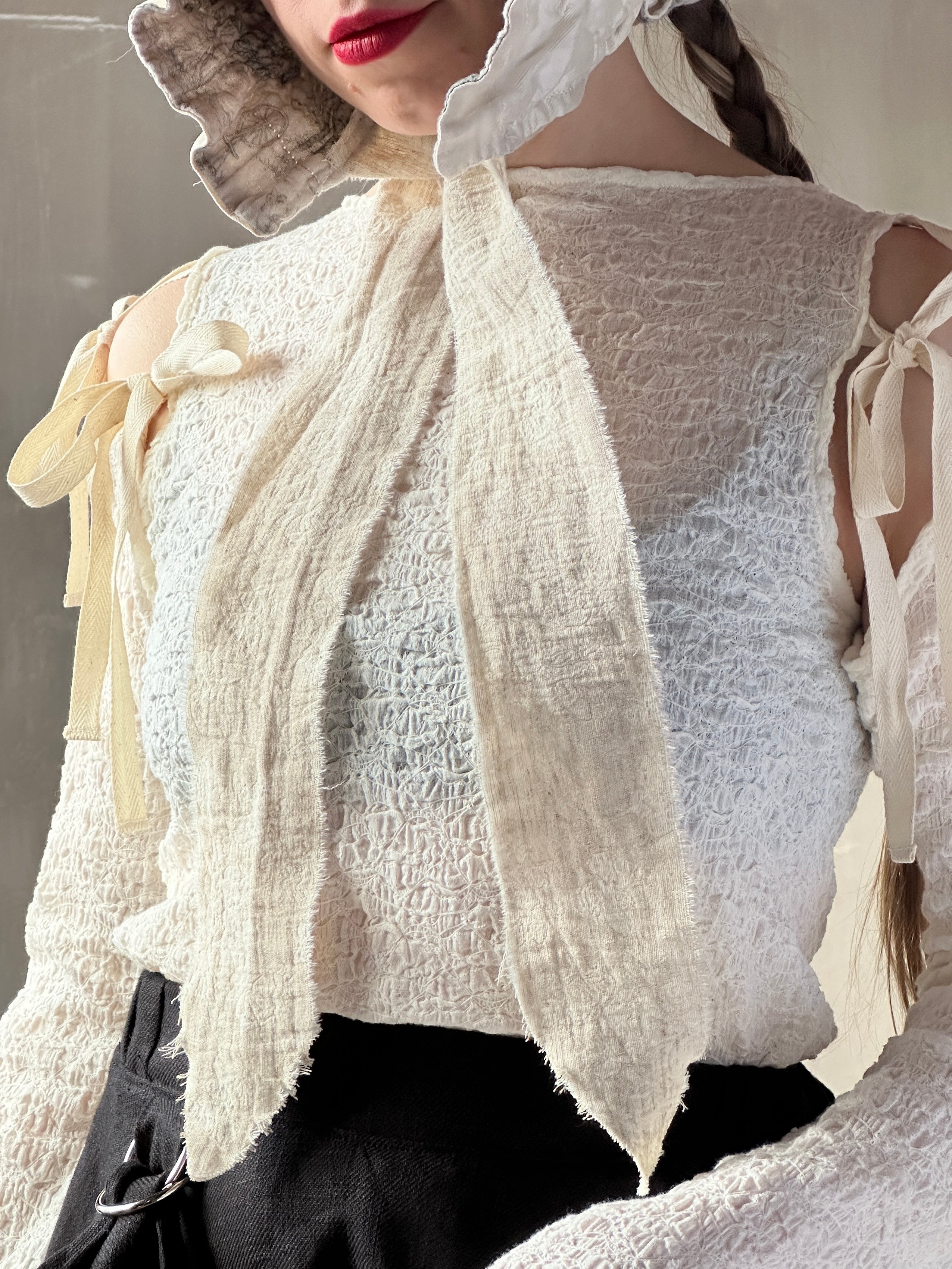 Winter 26: Ivory Silk Chaos-Quilted Bonnet (Pre-Order)