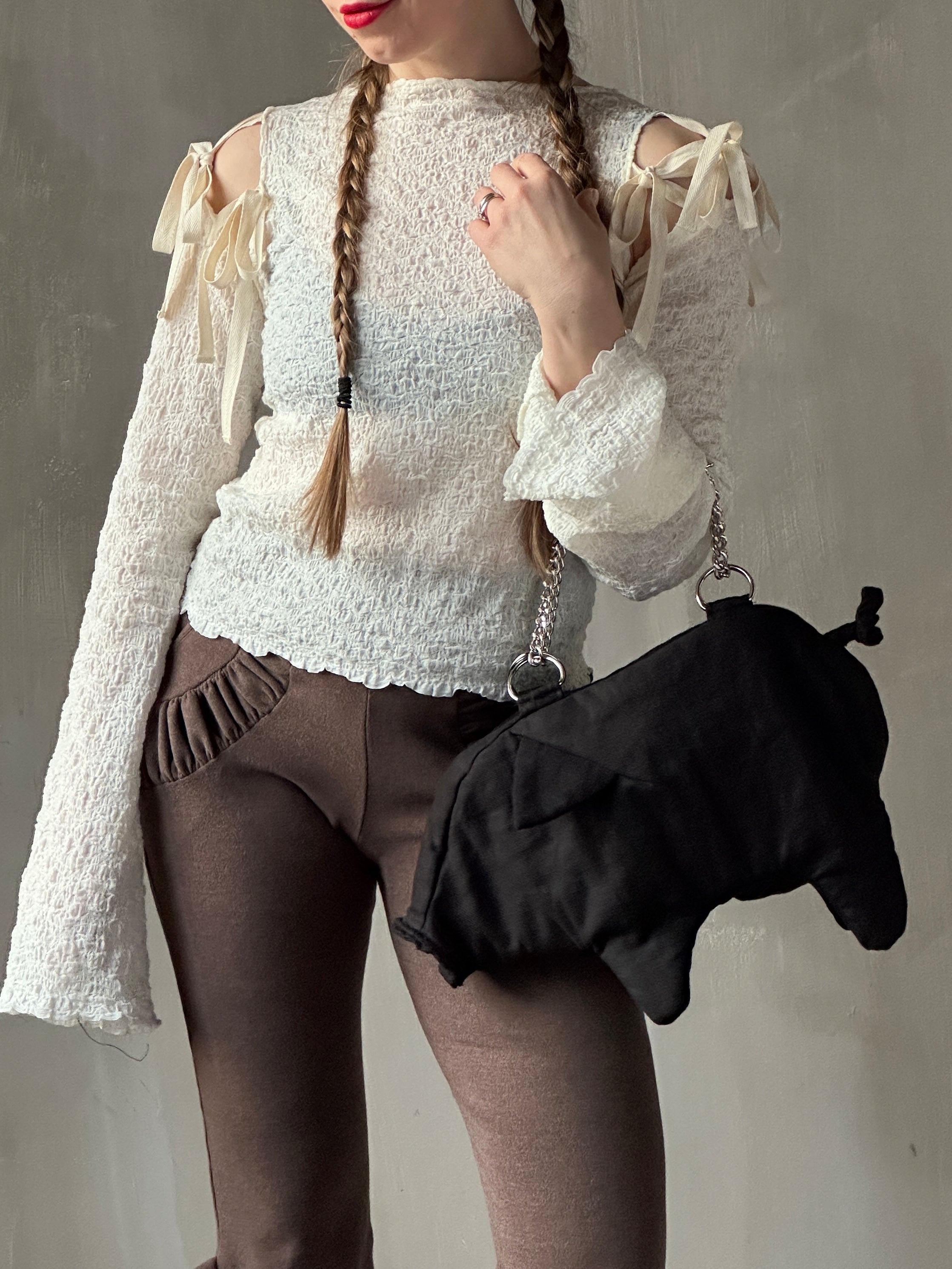 Winter '26: Detached Sleeve Top in Textured Cream Cotton (Pre-Order)