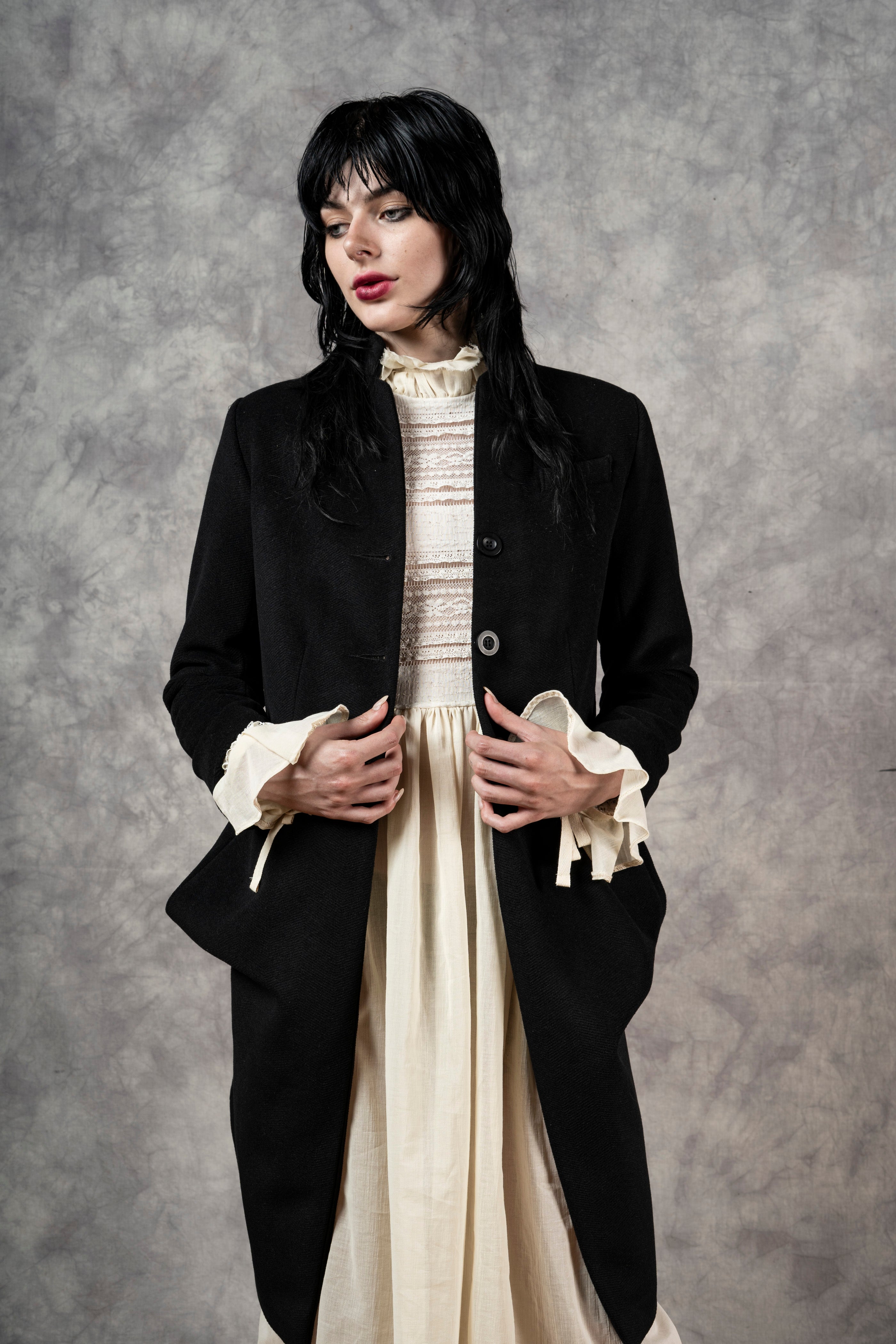 FW'24: Stand Collar Coat with Bustle