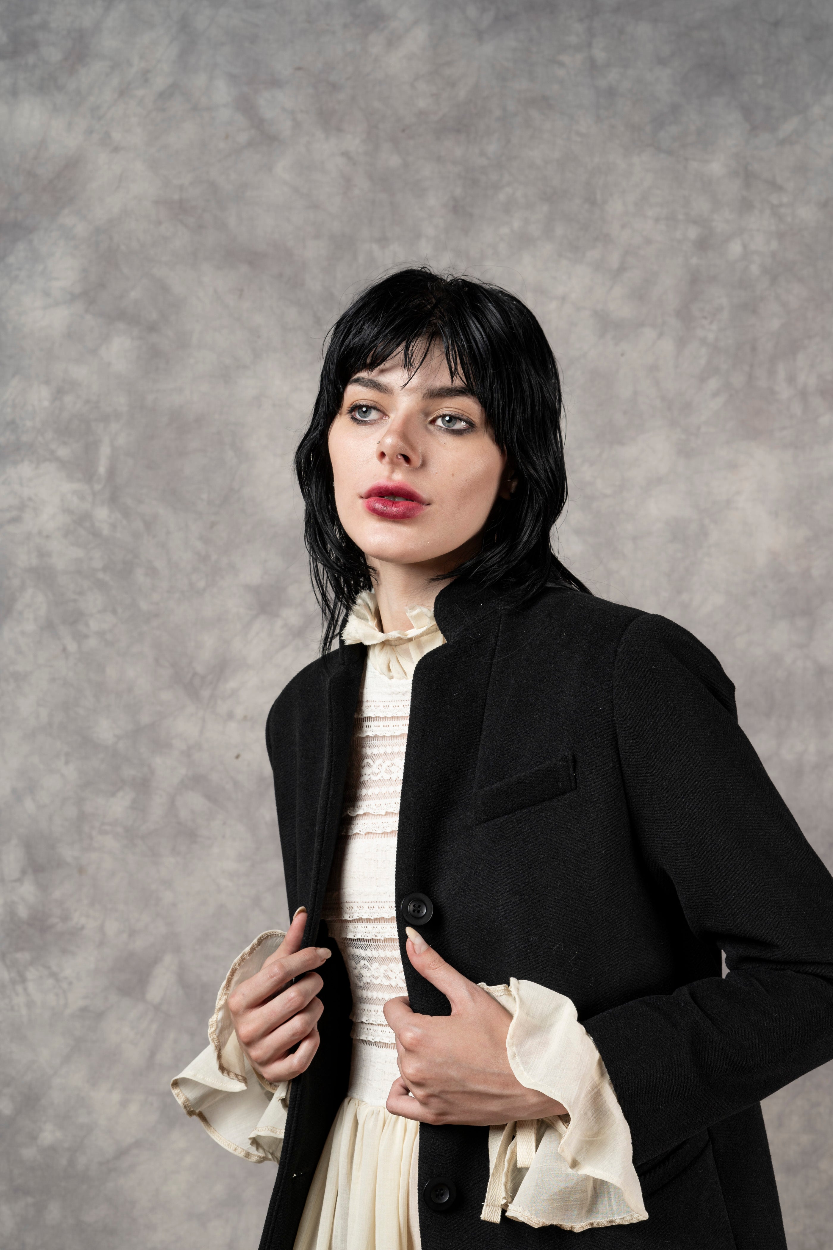 FW'24: Stand Collar Coat with Bustle