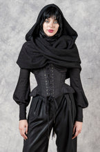 FW23 Underbust Pannier Corset in Black Linen (Pre-Order)