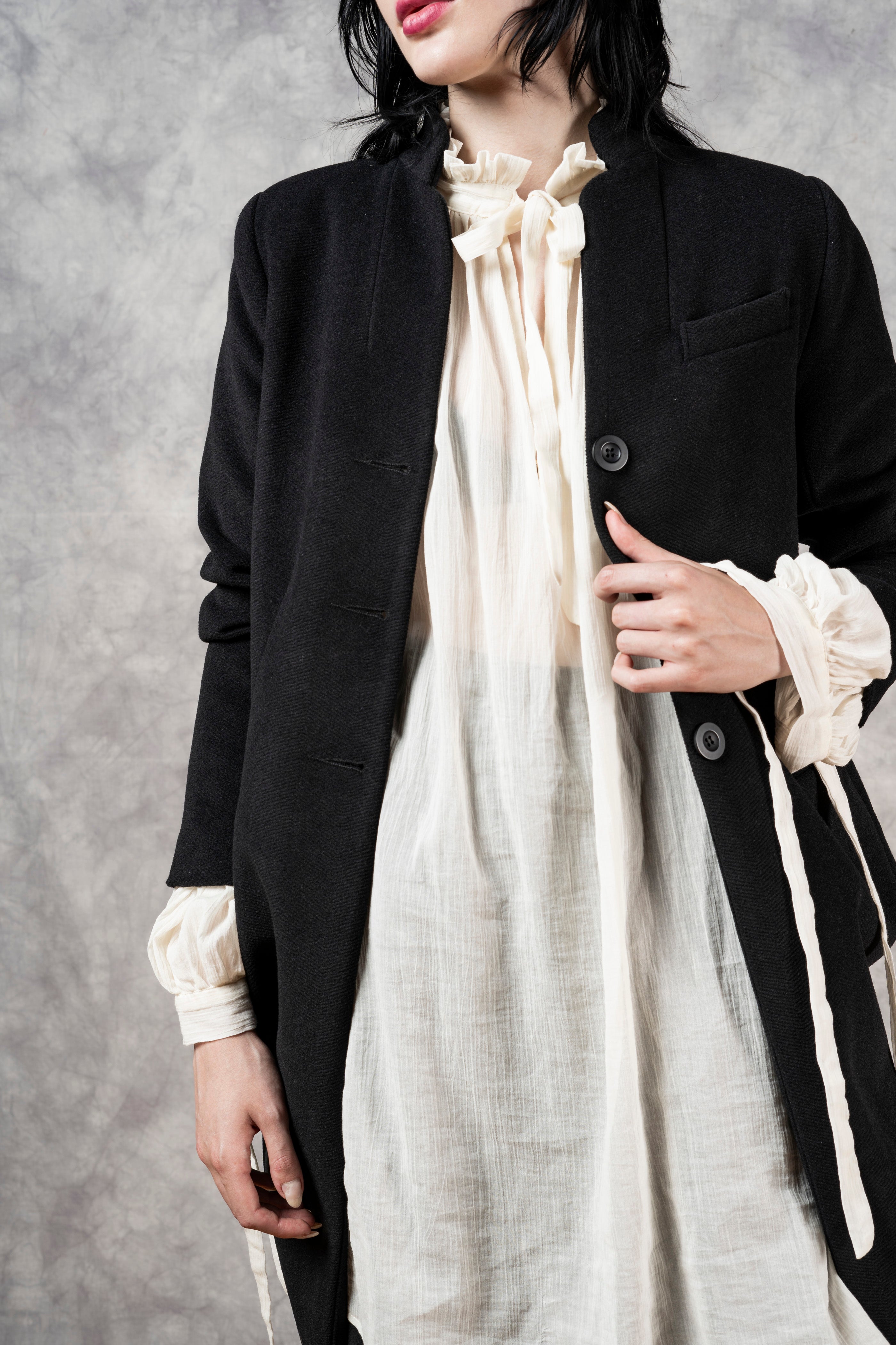 FW'24: Stand Collar Coat with Bustle