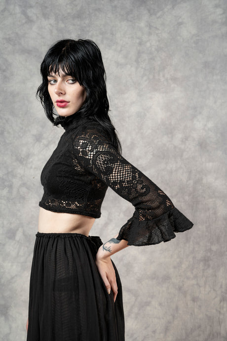 FW23 Lace High Collar Top in Black (Limited Edition, Pre-Order)