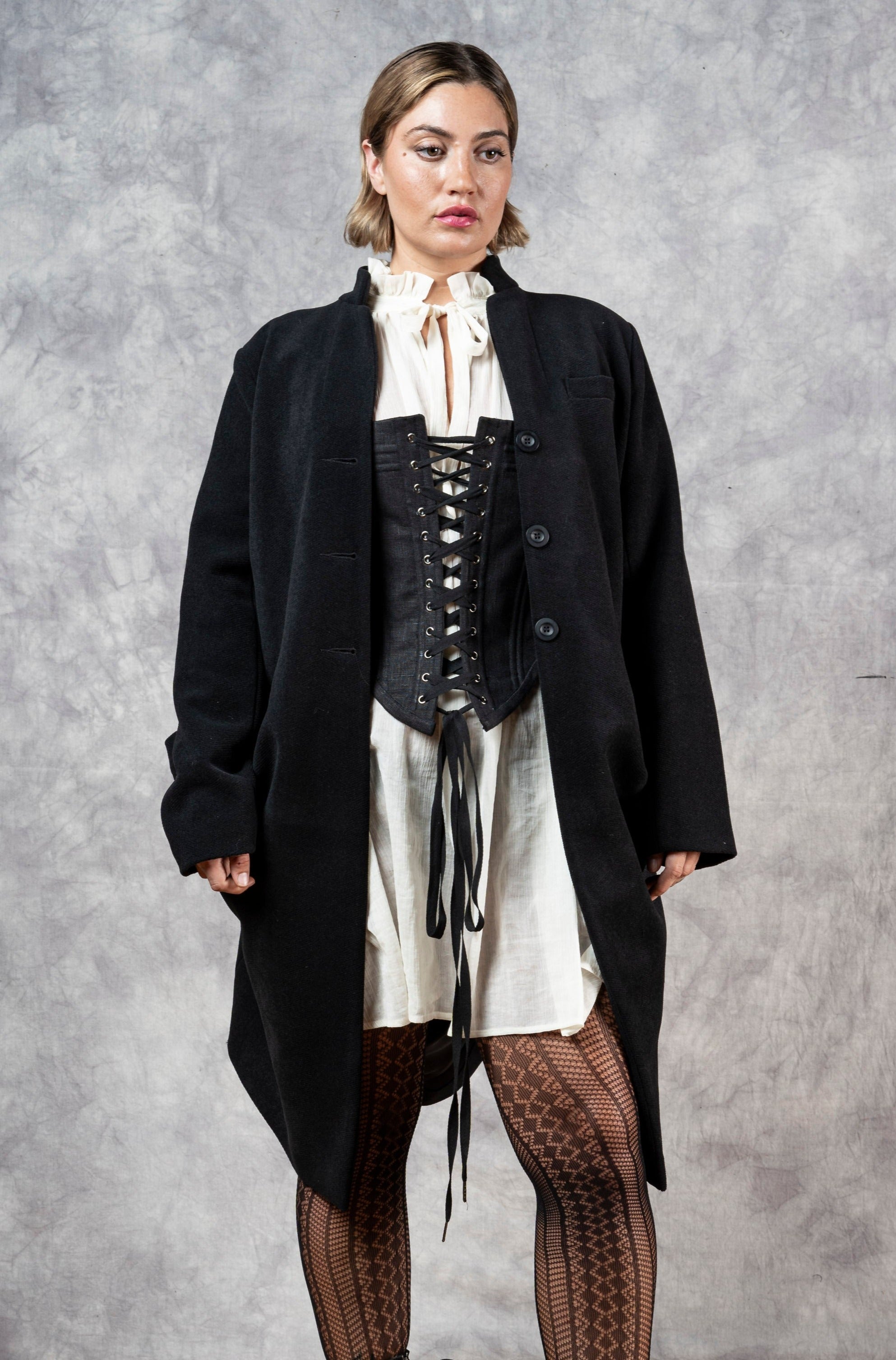 FW'24: Stand Collar Coat with Bustle