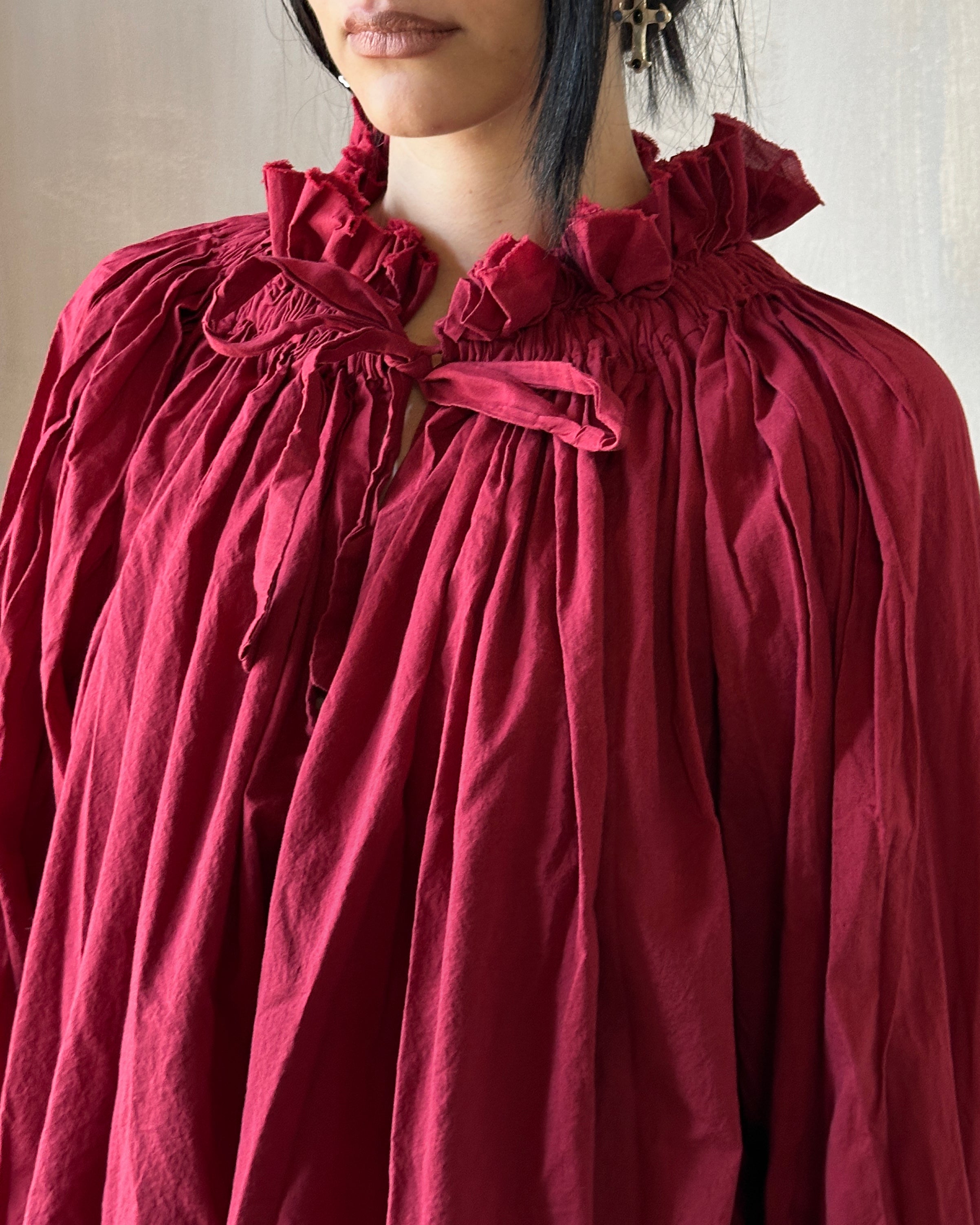 Alchemist Chemise in Wine Red Cotton (Pre-Order)