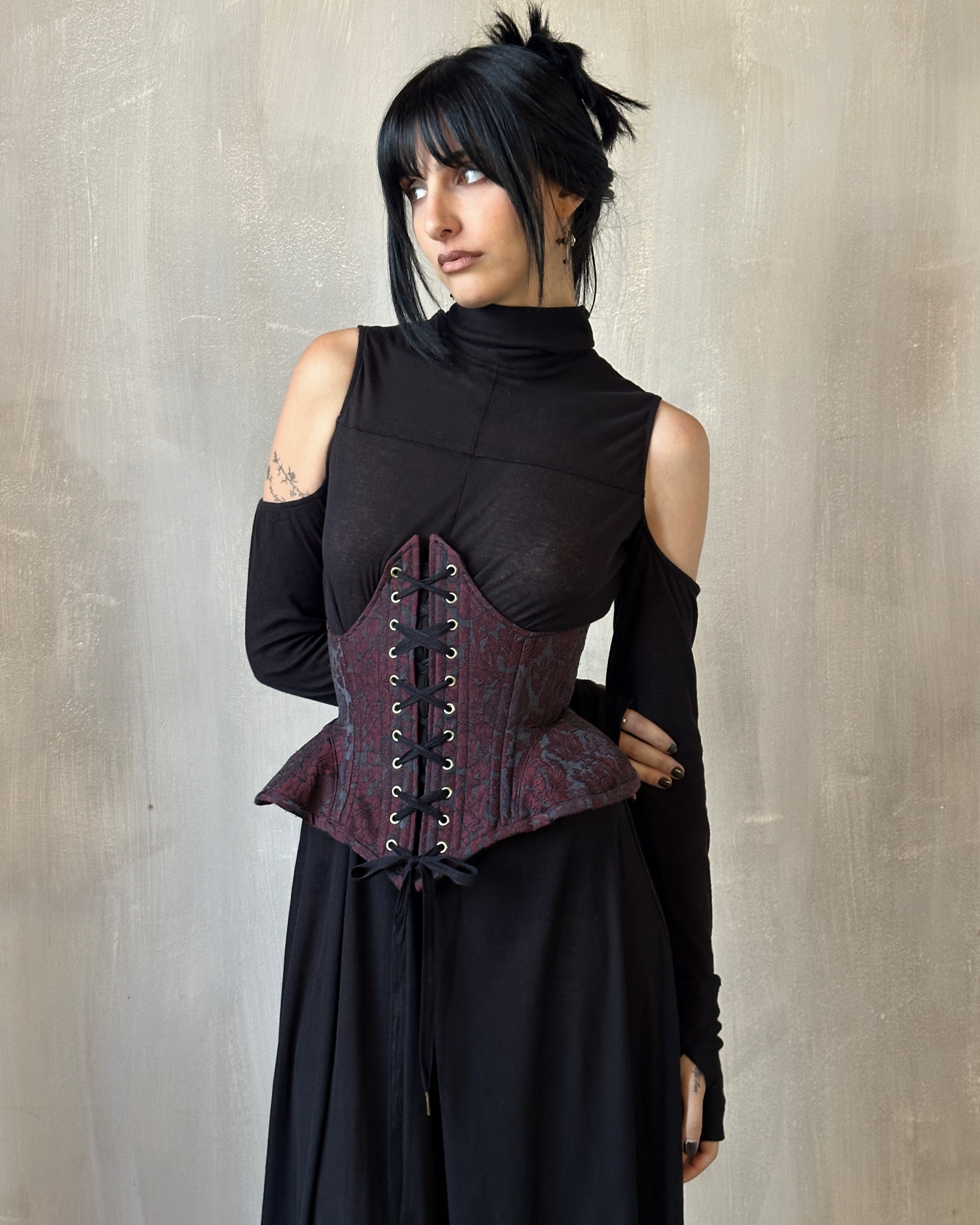 FW'24: Underbust Pannier Corset in "Blood Floral" Silk (Pre-Order, Limited Edition)