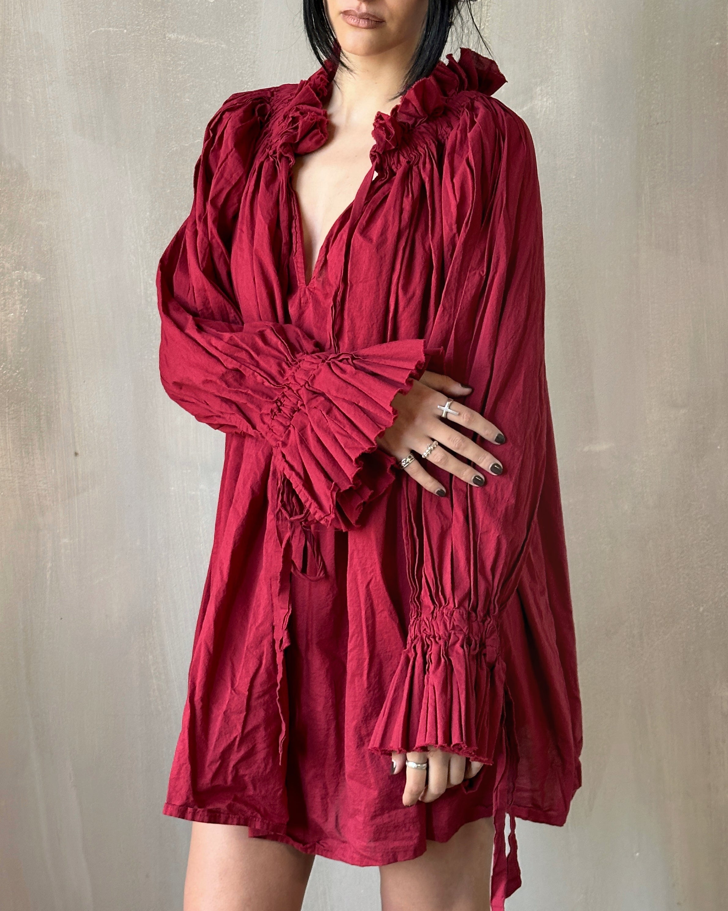 Alchemist Chemise in Wine Red Cotton (Pre-Order)