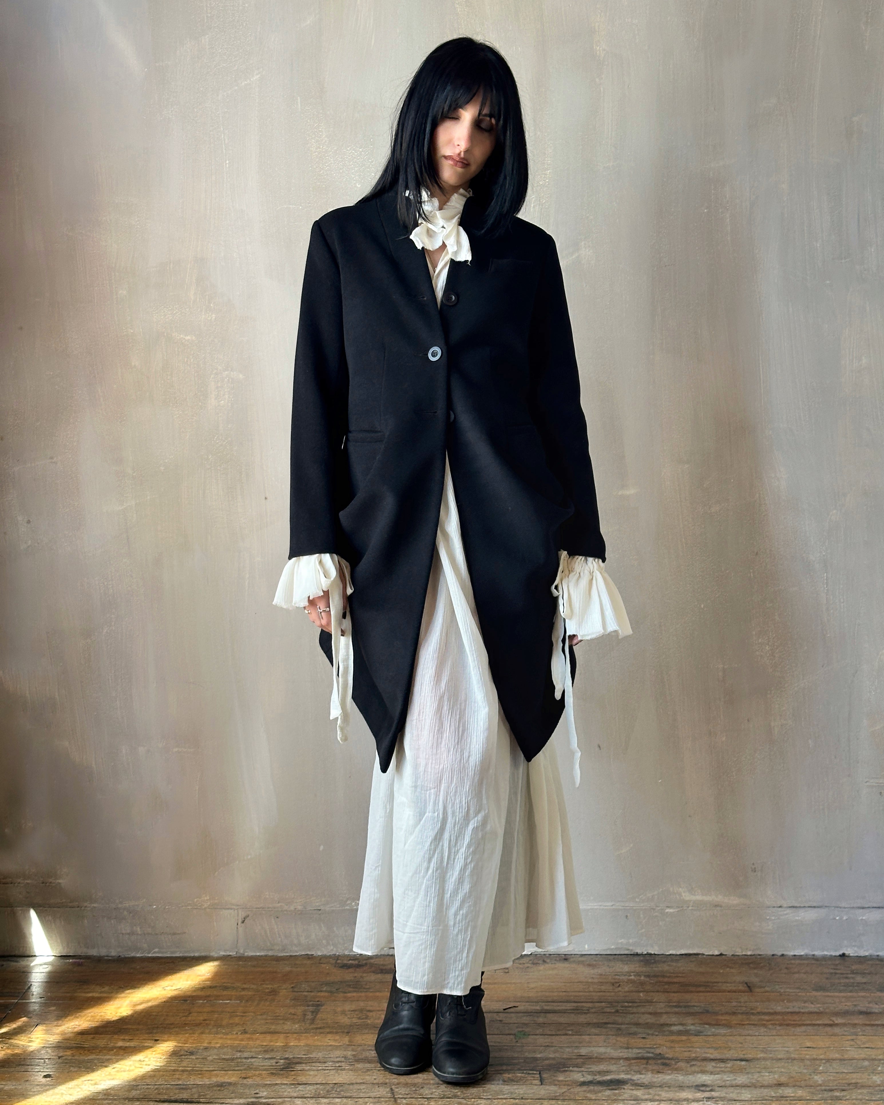 FW'24: Stand Collar Coat with Bustle