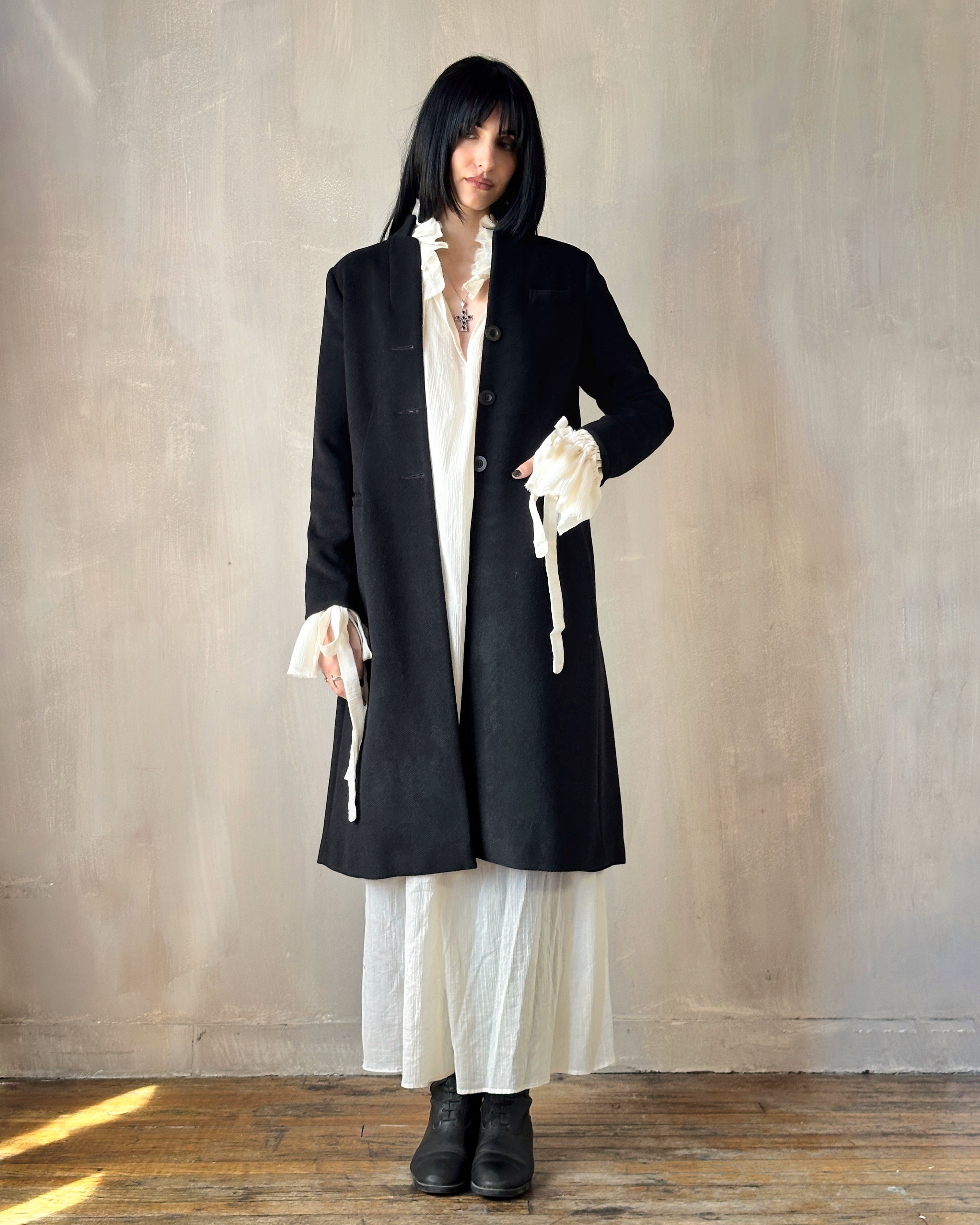 FW'24: Stand Collar Coat with Bustle