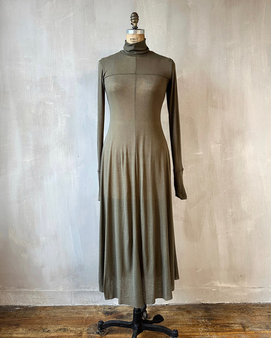Cross-Seam Maxi Dress (Moss Green)