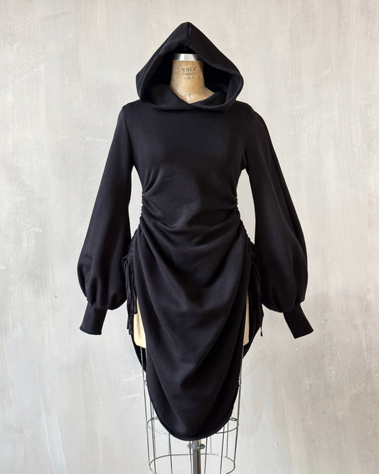 Bishop Sleeve Hooded Dress