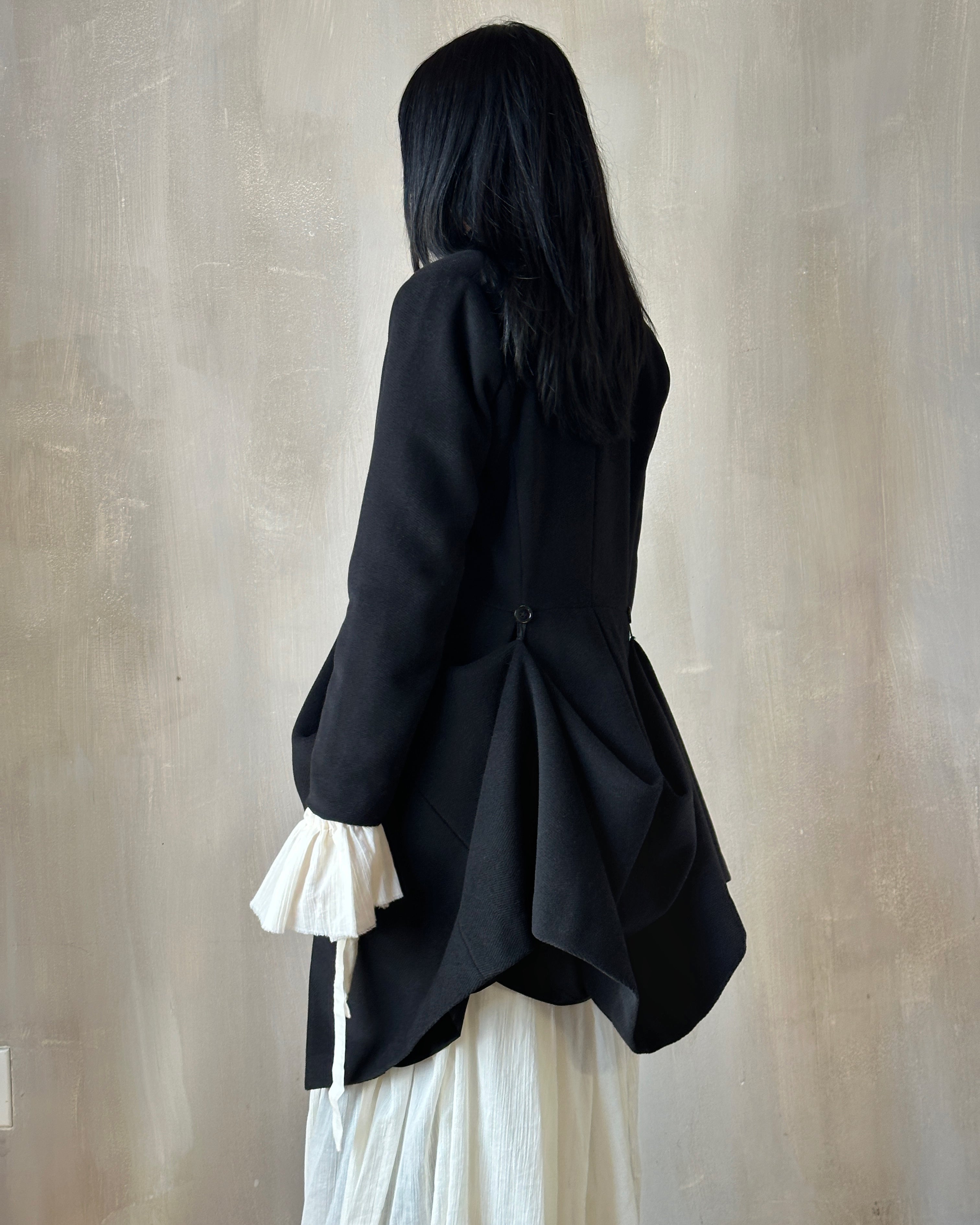FW'24: Stand Collar Coat with Bustle