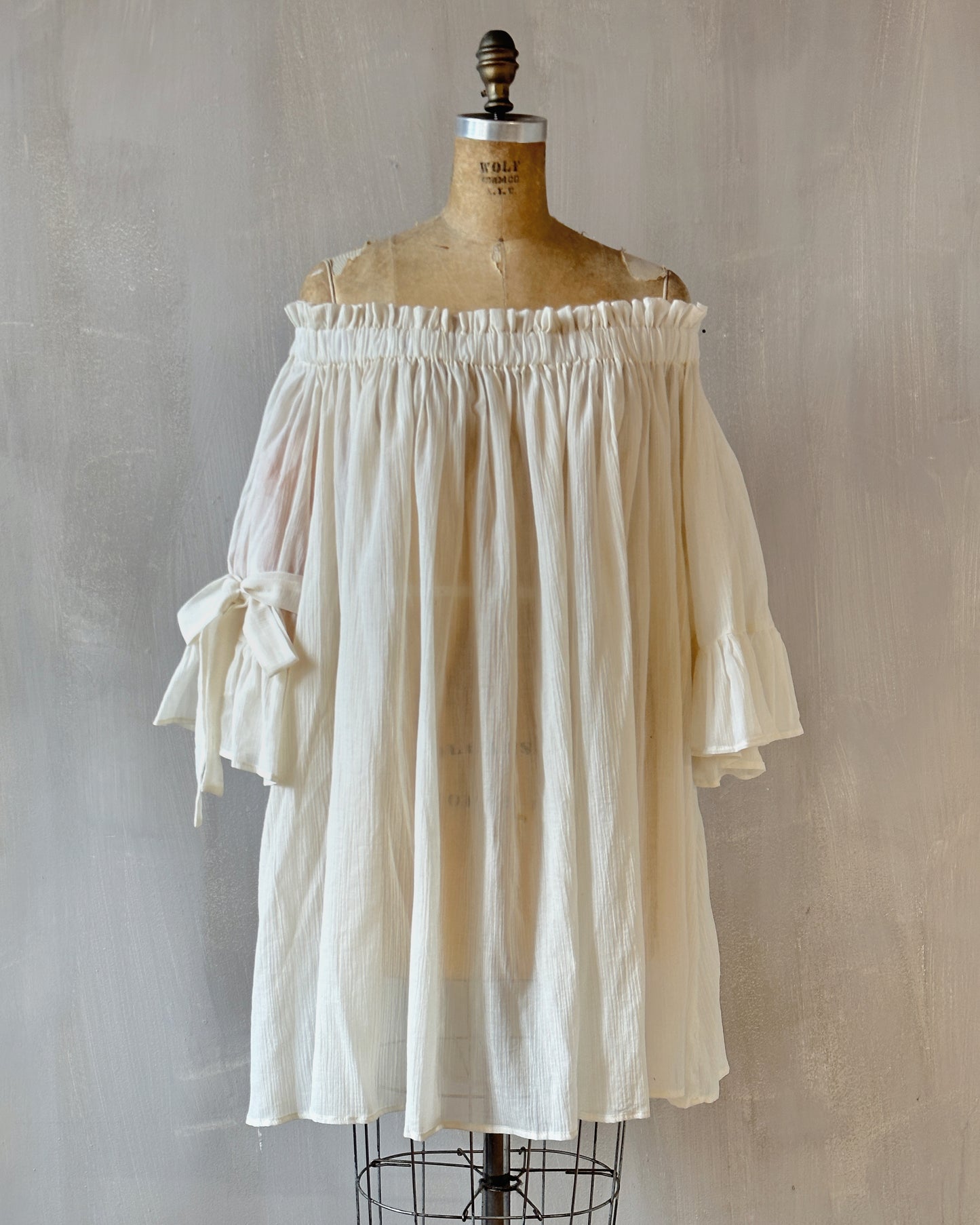 Paperbag Tunic in Cotton Voile (Parchment)