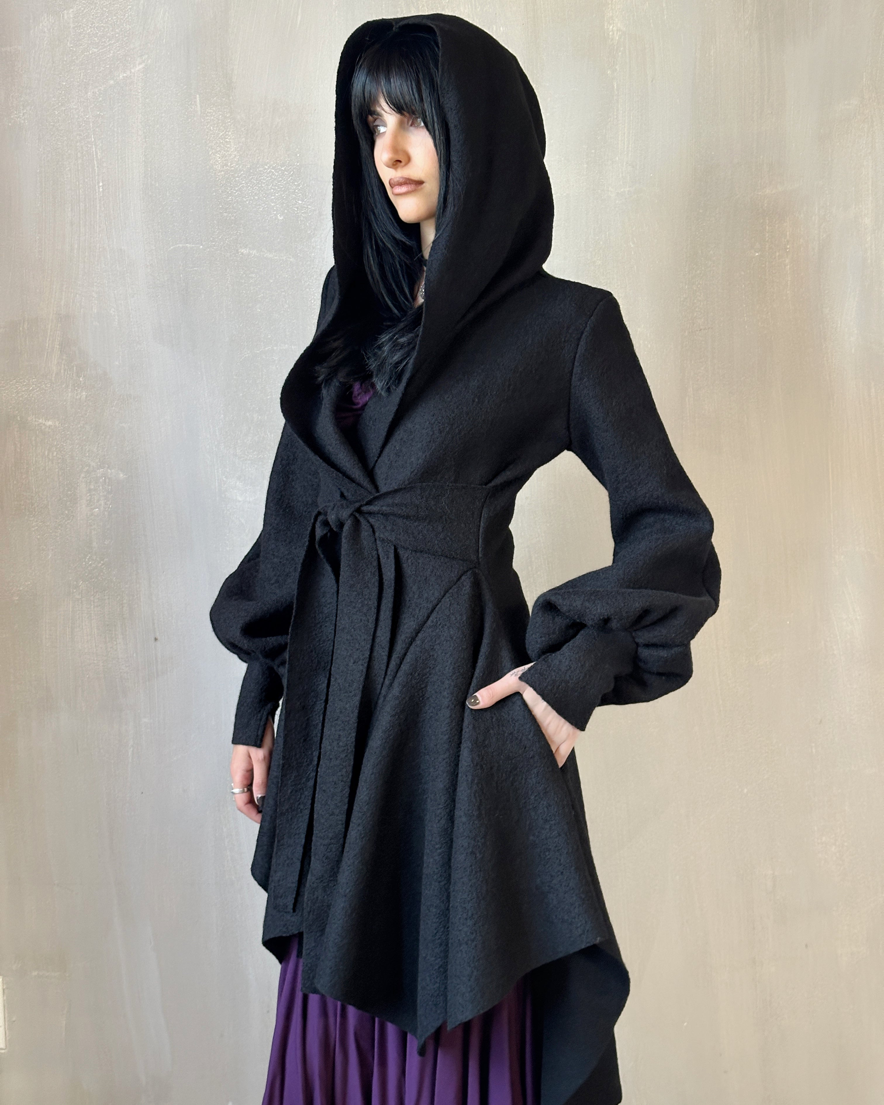 FW'24: Tournure Coat in Pure Wool Black