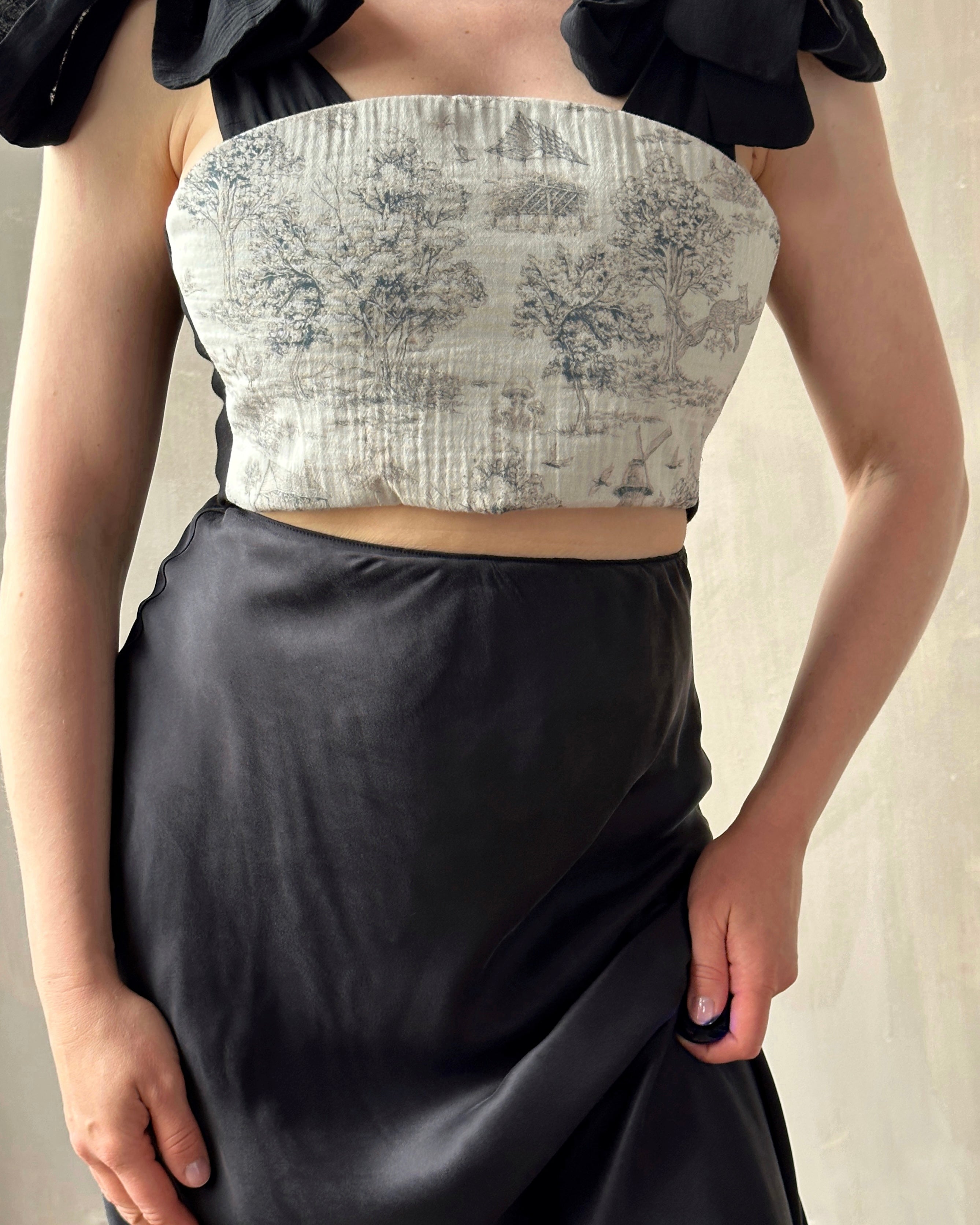 Bias Cut Charcoal Silk Slip Skirt (Pre-Order)