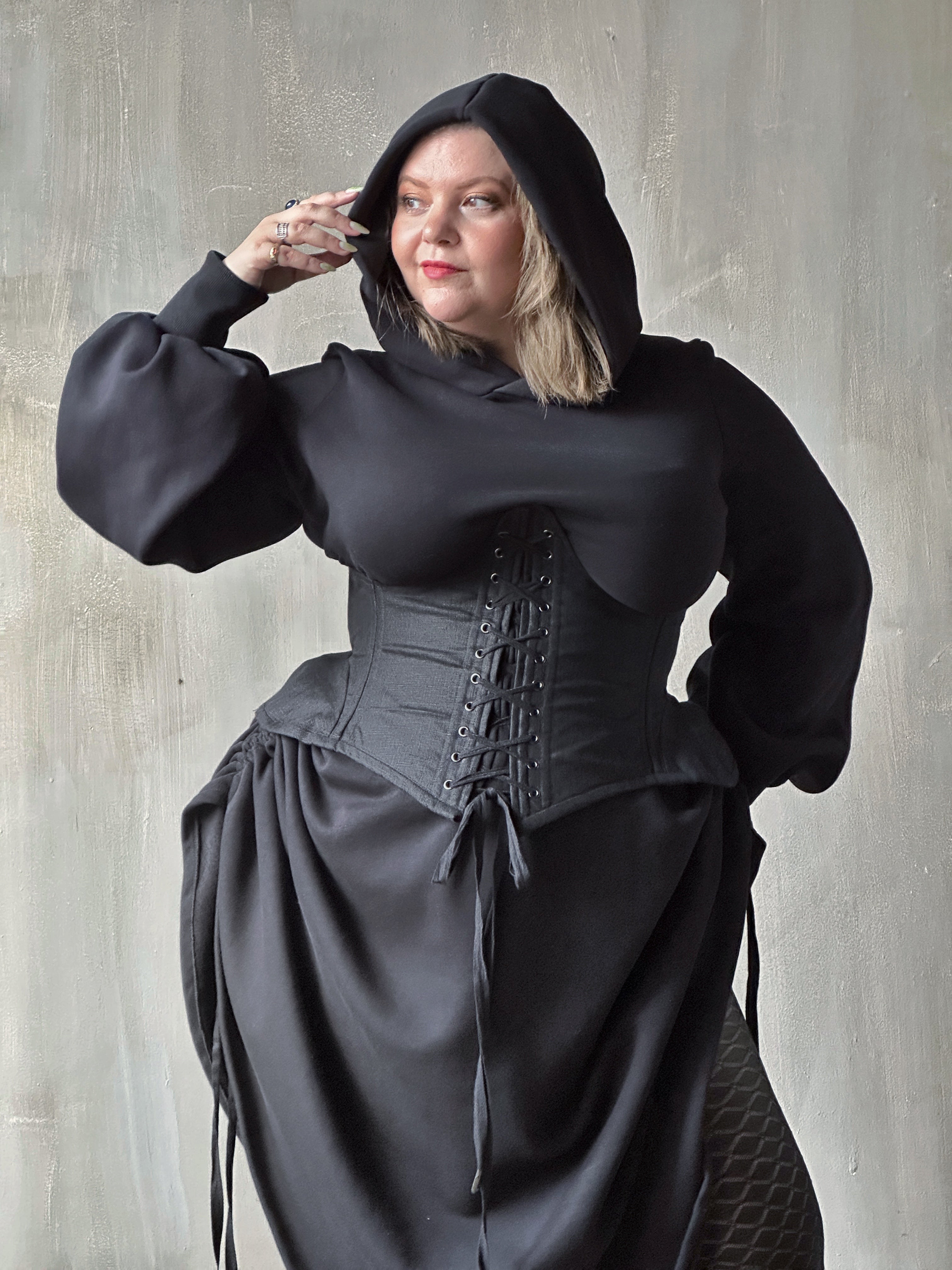 Spring '25: Underbust Pannier Corset in Black Linen (Pre-Order)