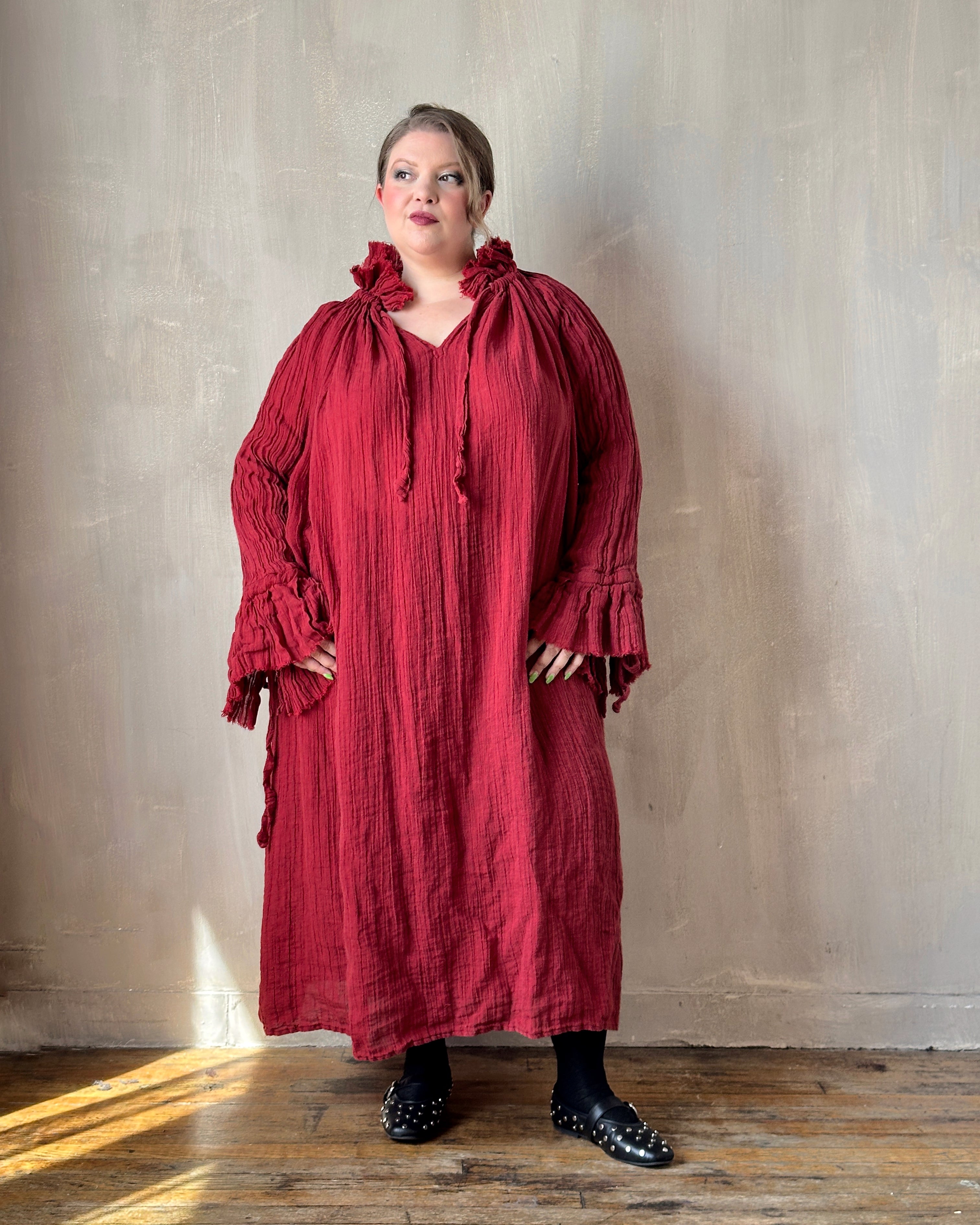 Ultra Maxi Alchemist Chemise in Burnt Red Linen (Pre-Order)