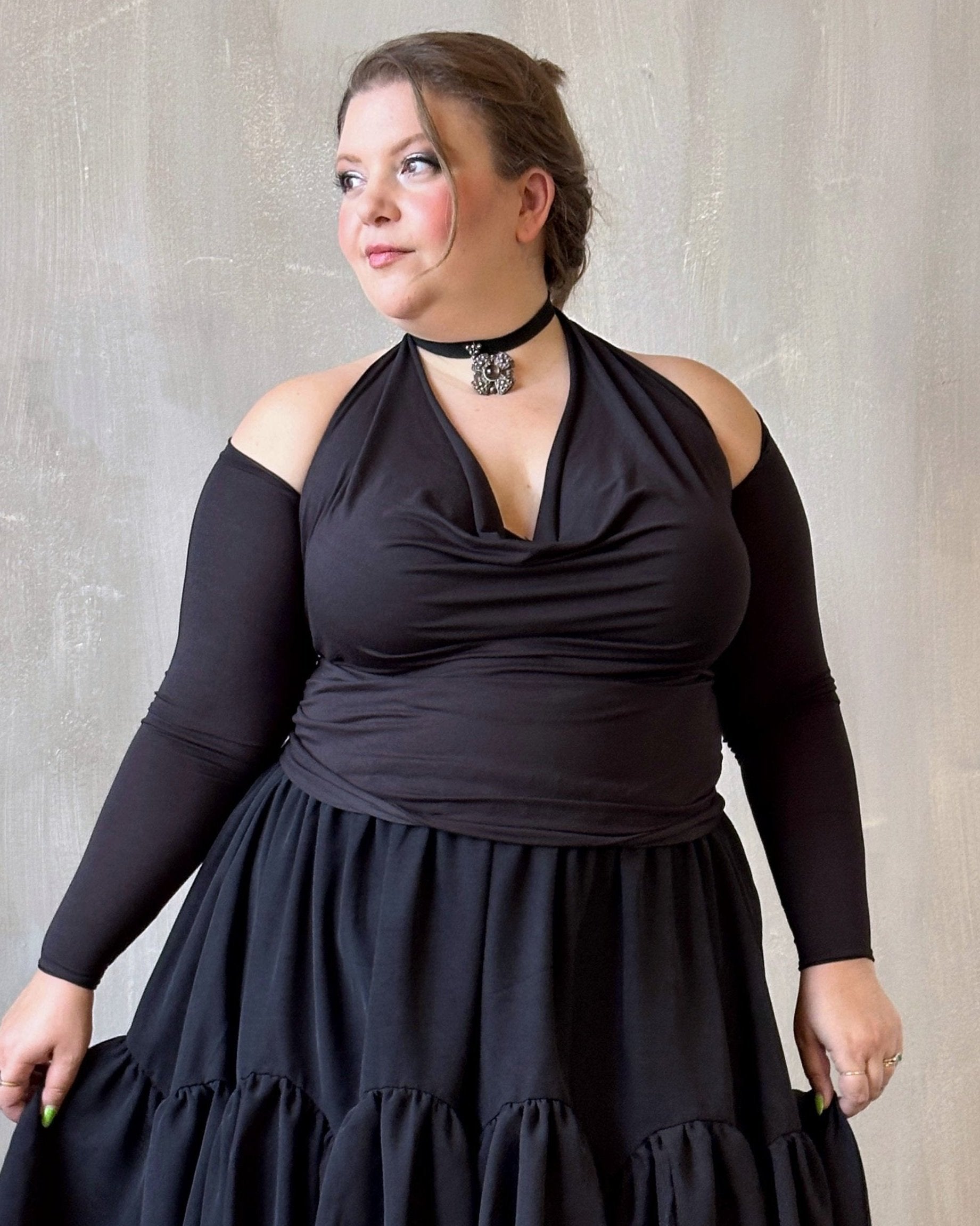 FW'24:  Halter Shrug Top in Black (In Stock)