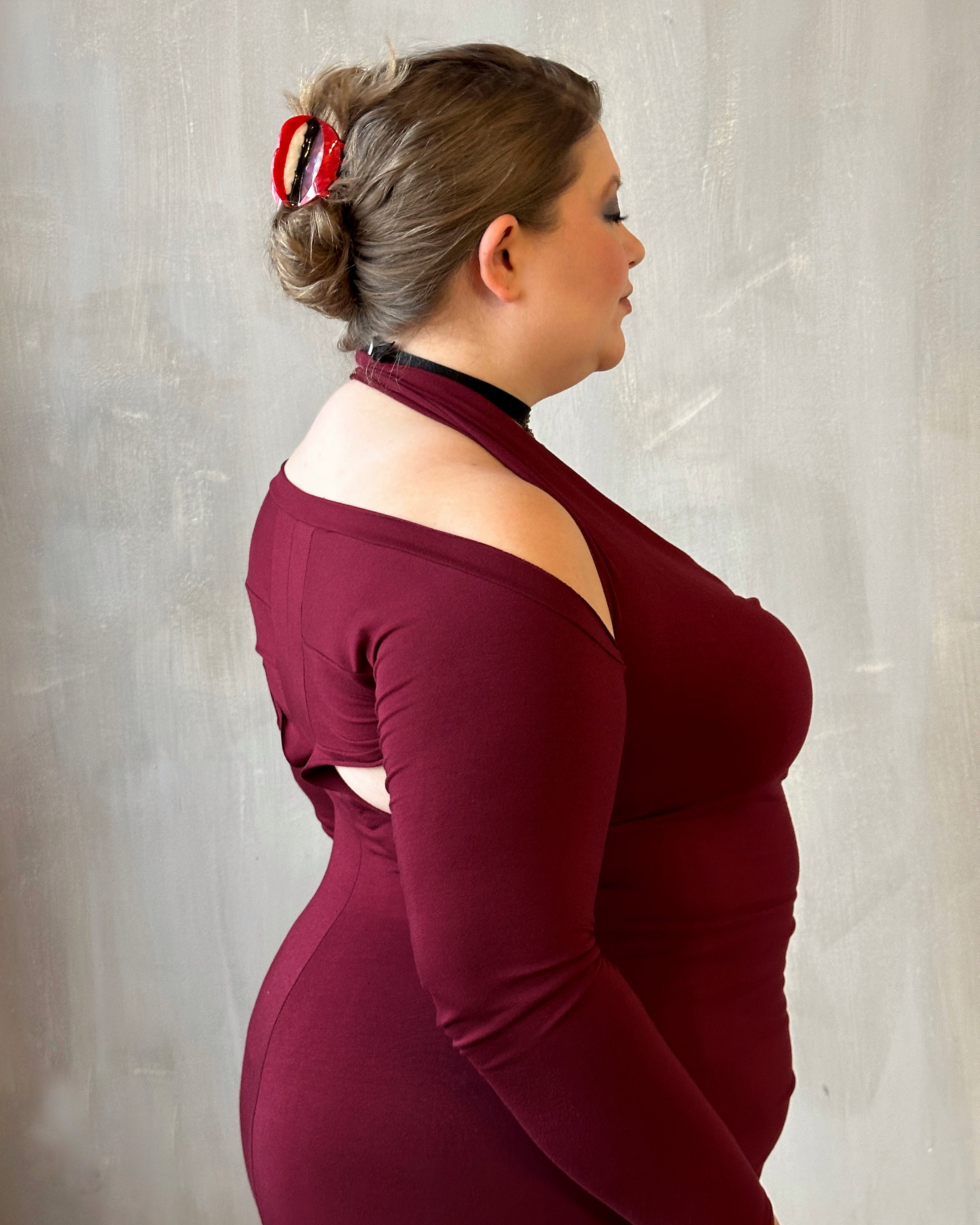 Halter Shrug Dress Blood Red (In Stock) Halter Shrug Dress Blood Red (In Stock)