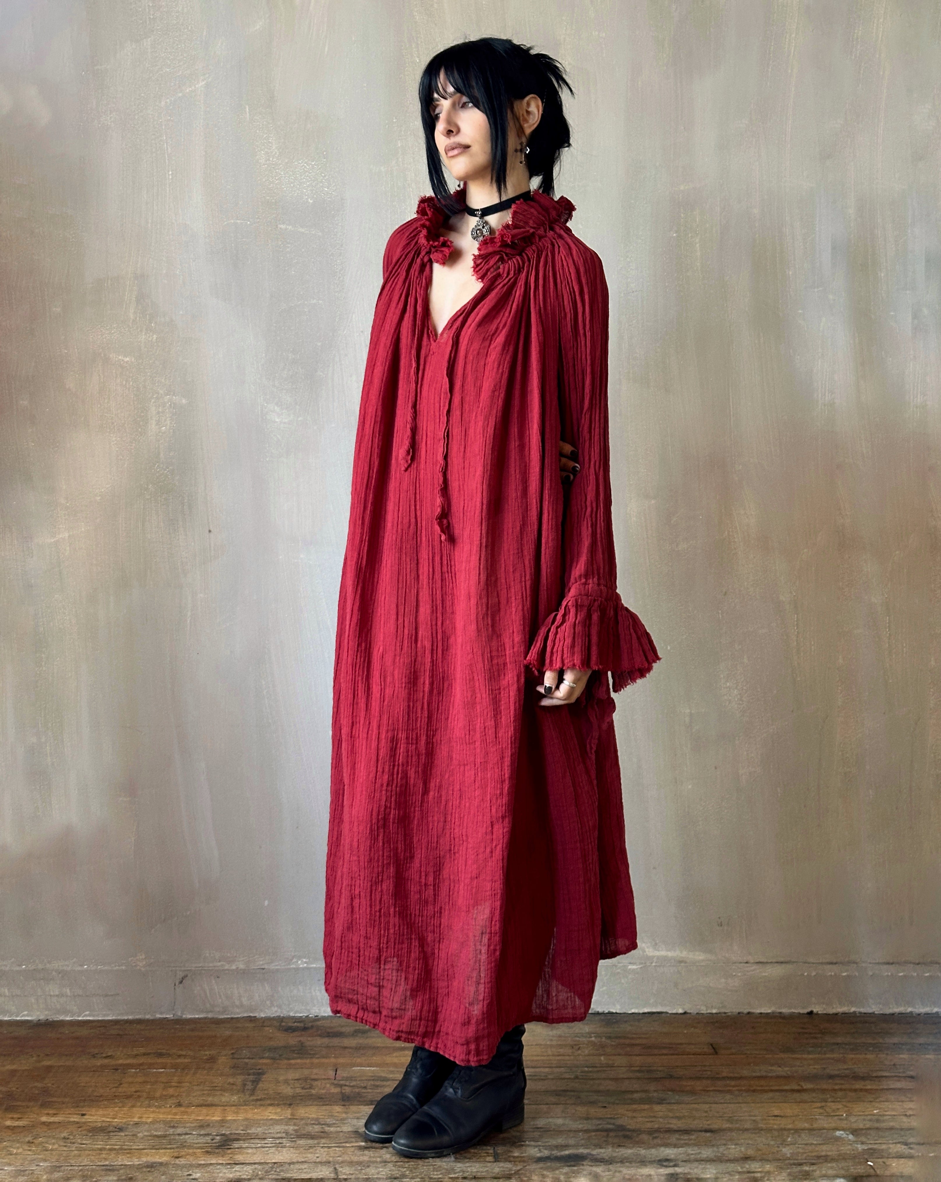 Ultra Maxi Alchemist Chemise in Burnt Red Linen (Pre-Order)