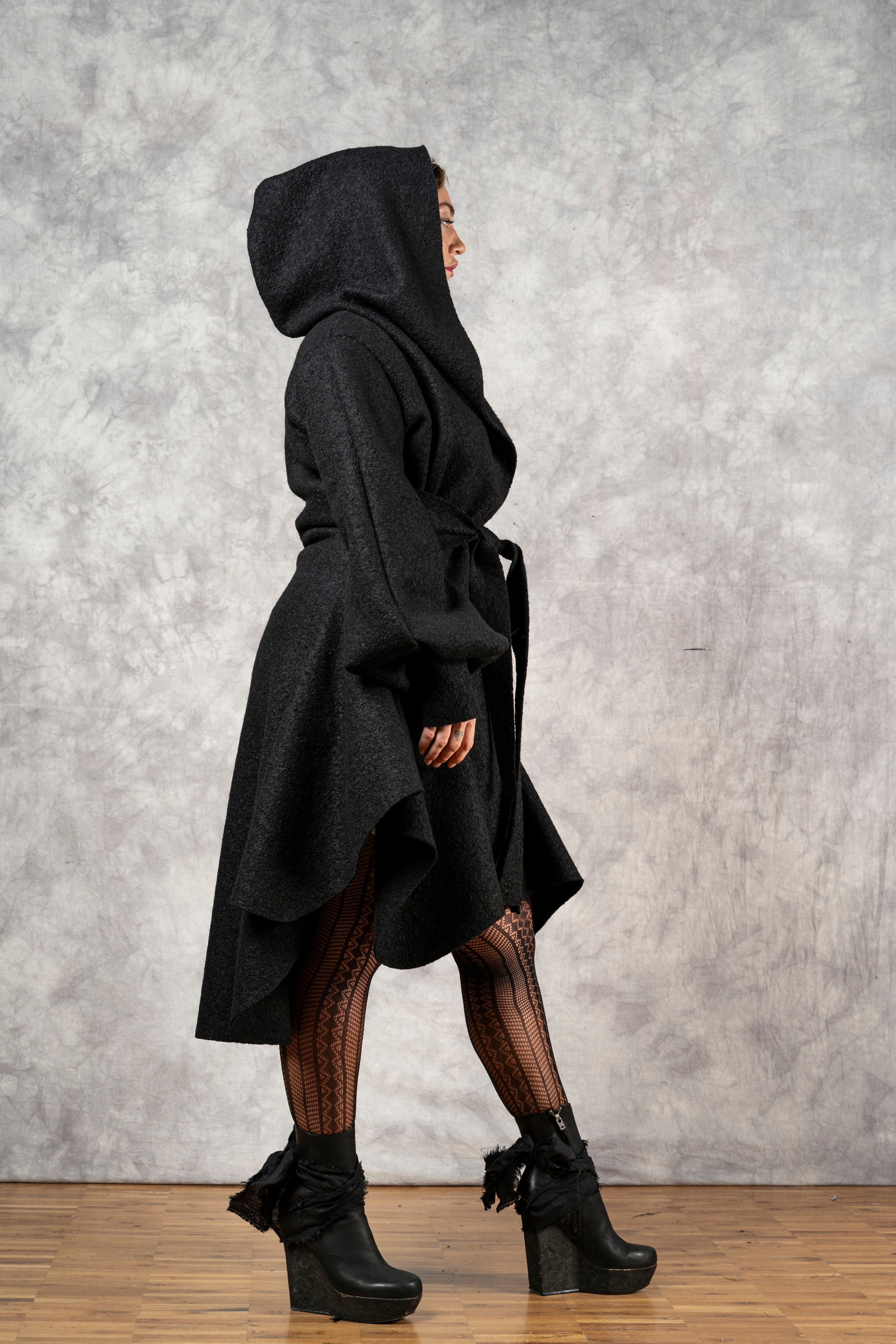 FW'24: Tournure Coat in Pure Wool Black