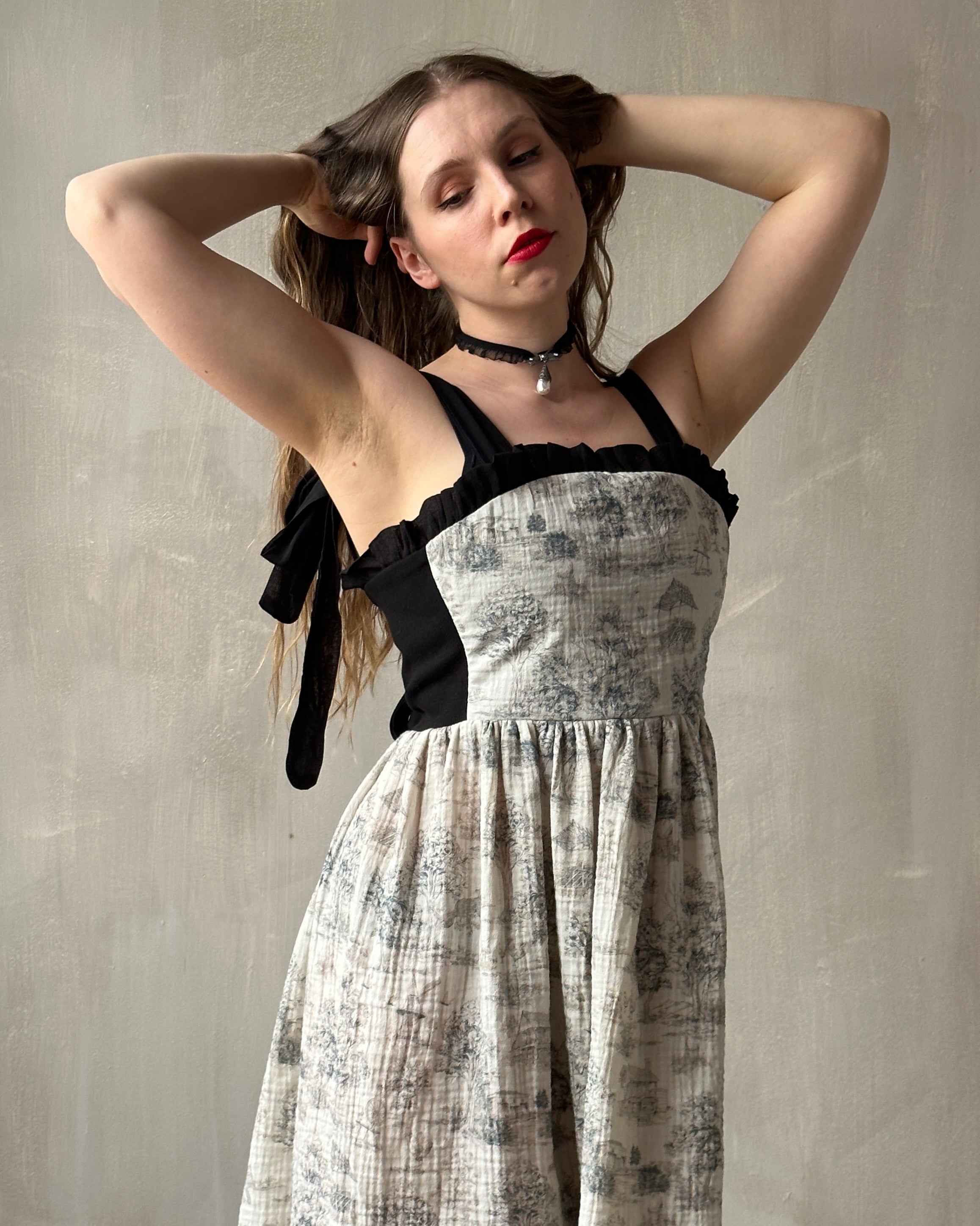 Heloise Dress in Toile de Jouy (Made-To-Order)