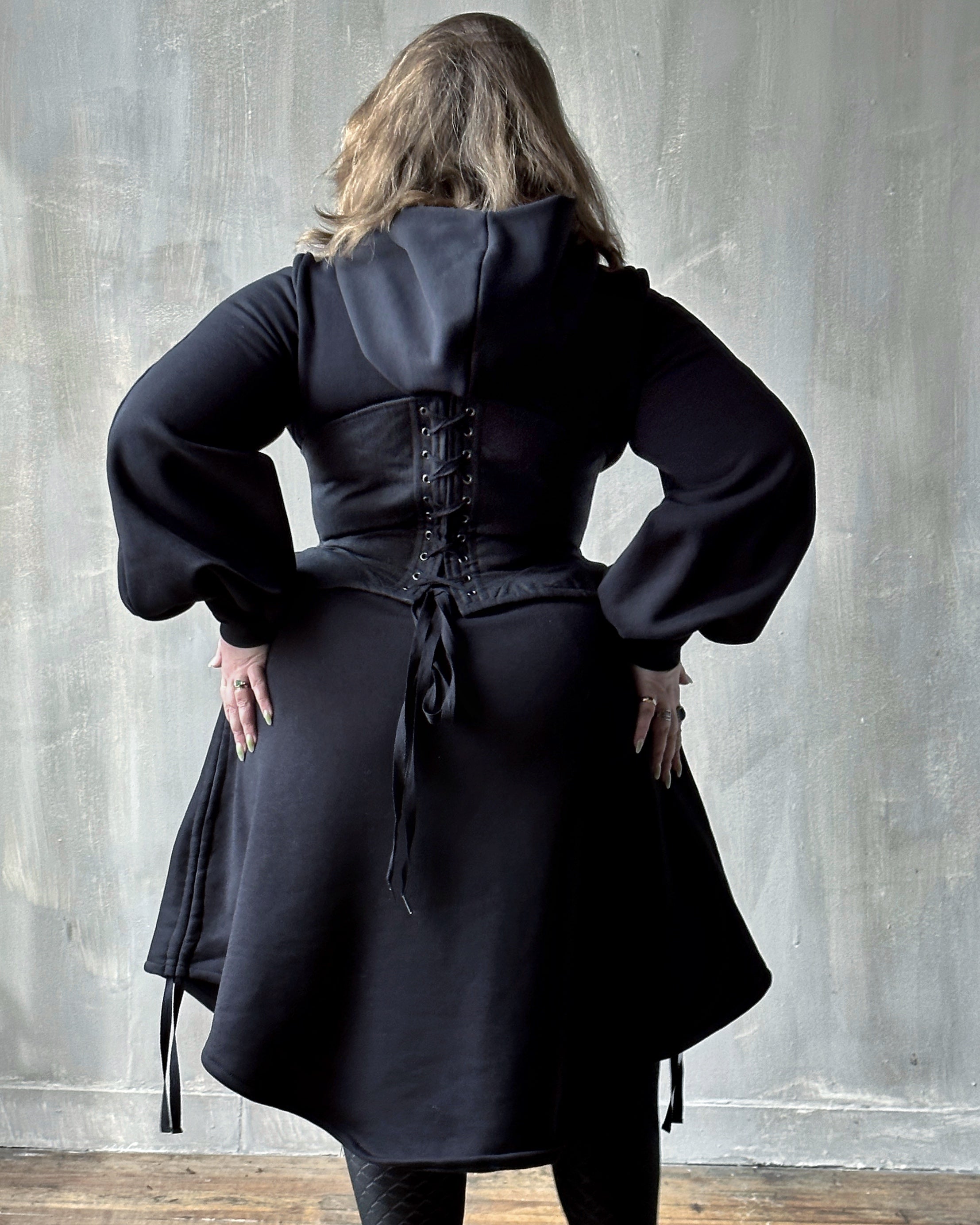 Spring '25: Underbust Pannier Corset in Black Linen (Pre-Order)