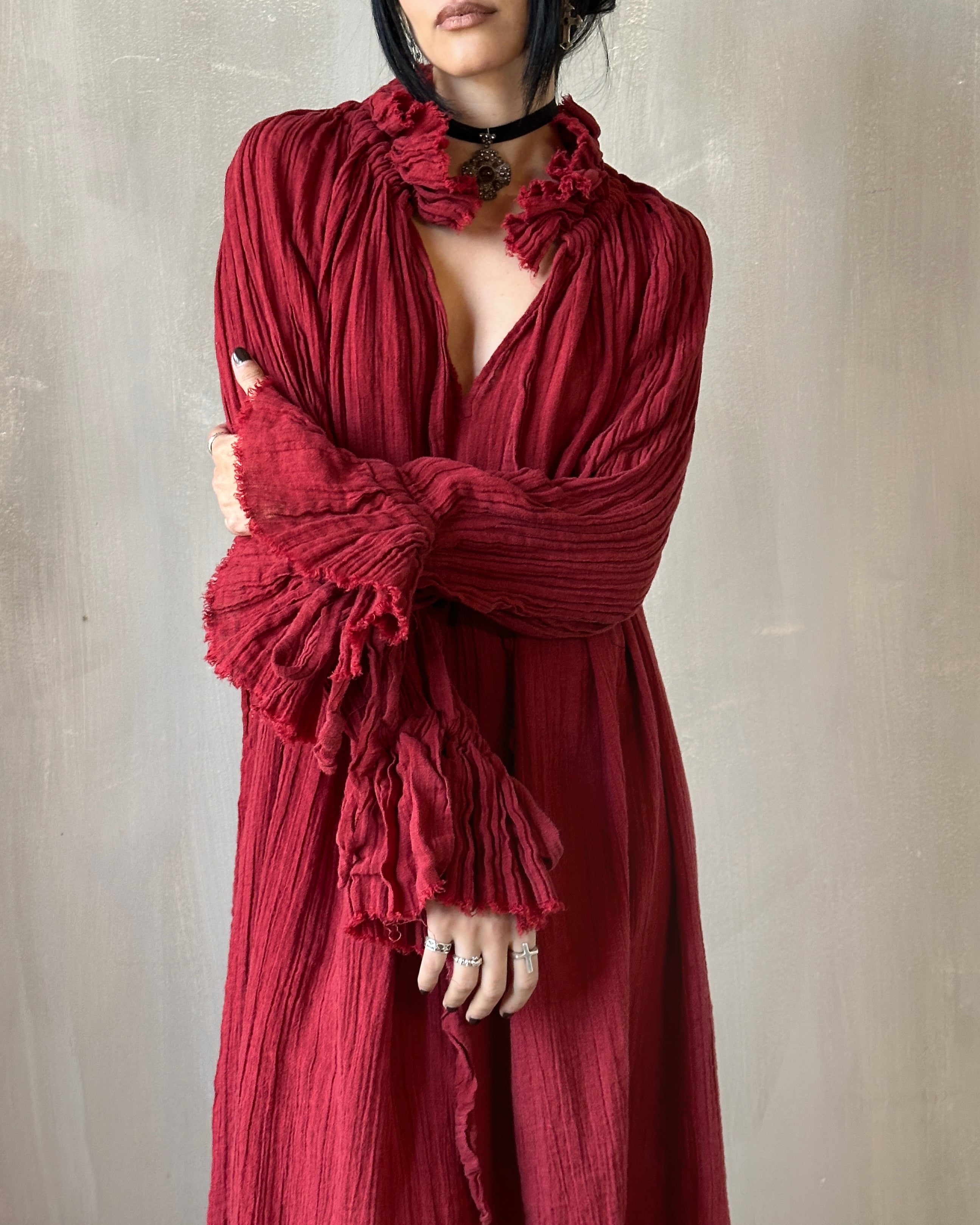Ultra Maxi Alchemist Chemise in Burnt Red Linen (Pre-Order)