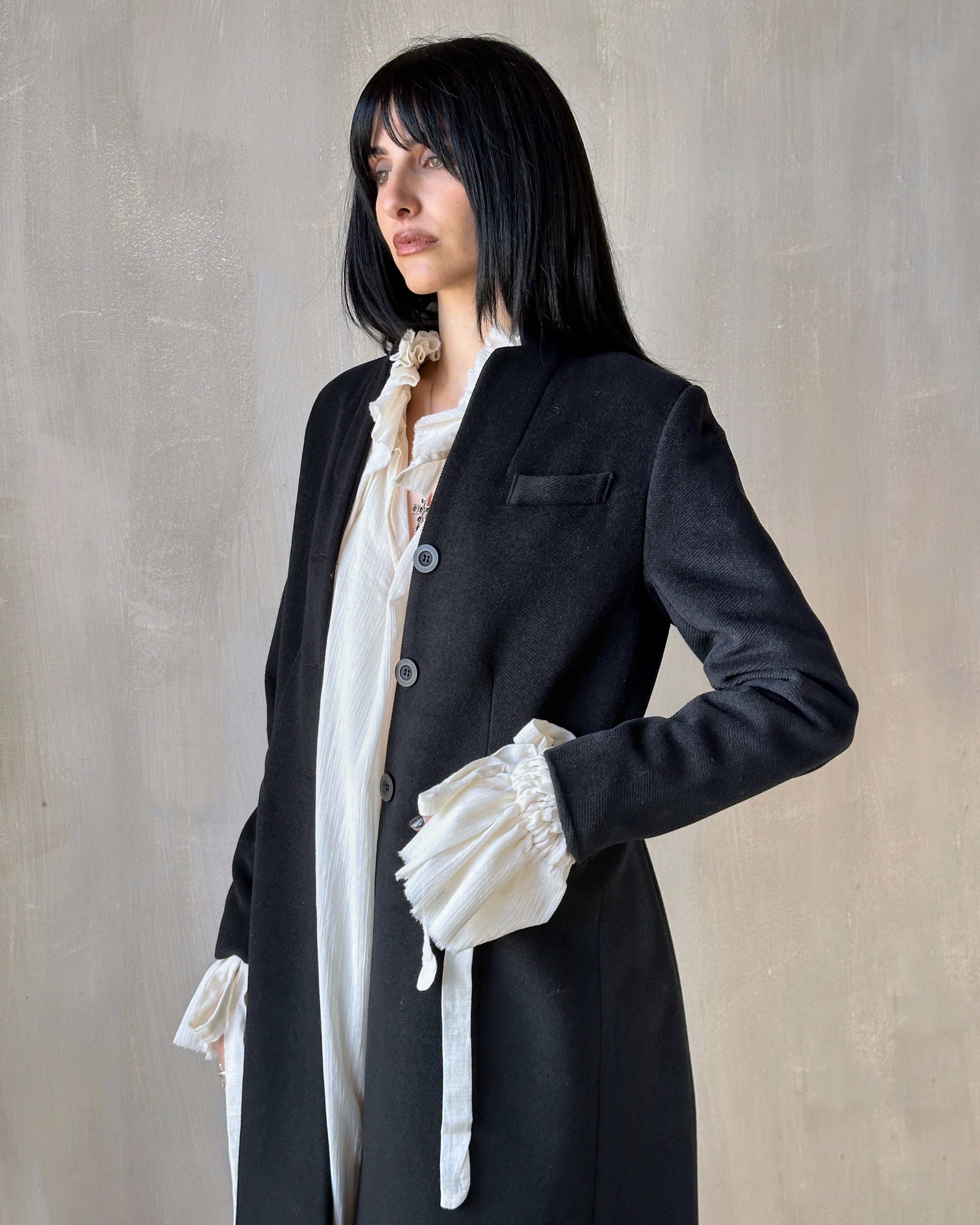 FW'24: Stand Collar Coat with Bustle