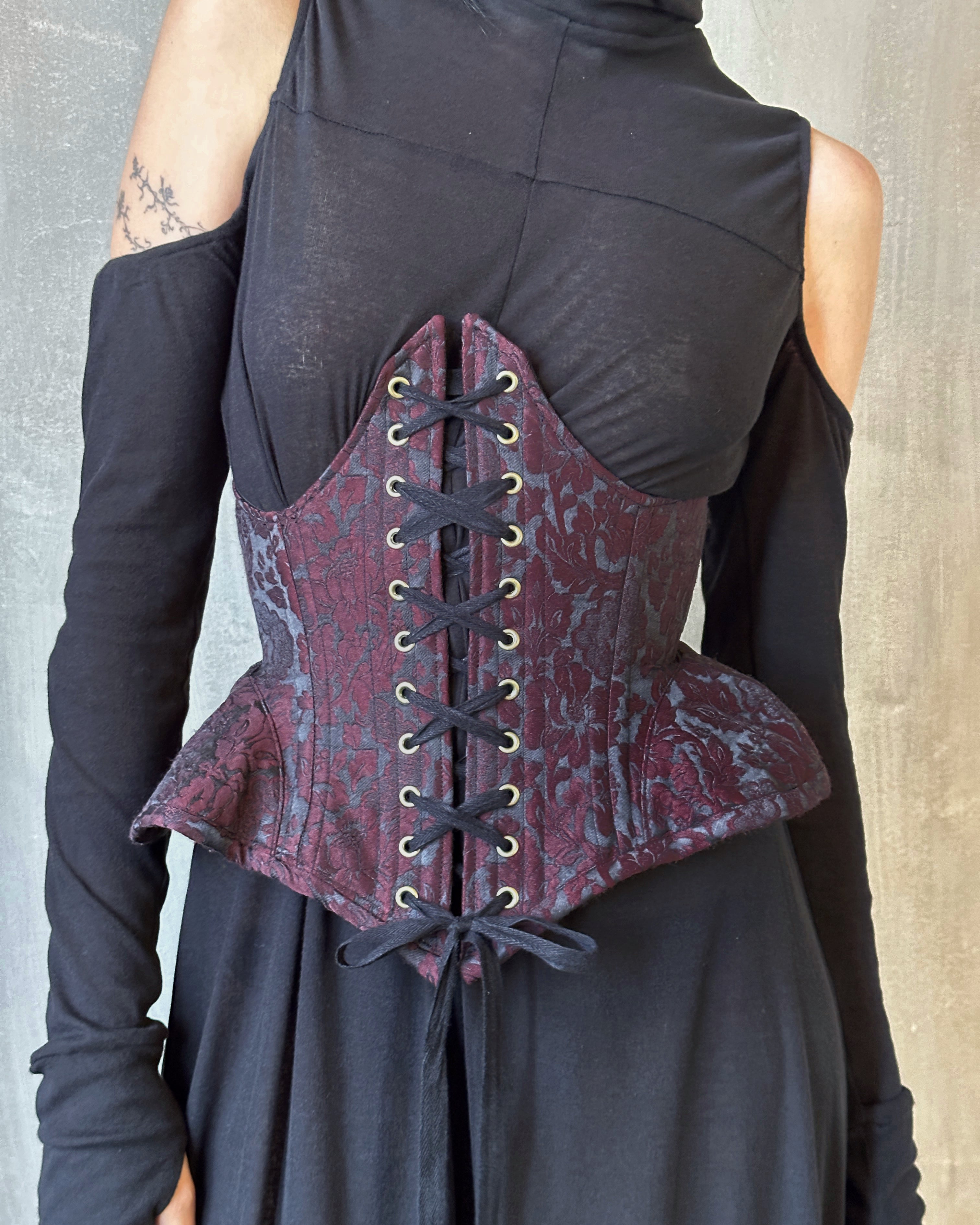 FW'24: Underbust Pannier Corset in "Blood Floral" Silk (Pre-Order, Limited Edition)