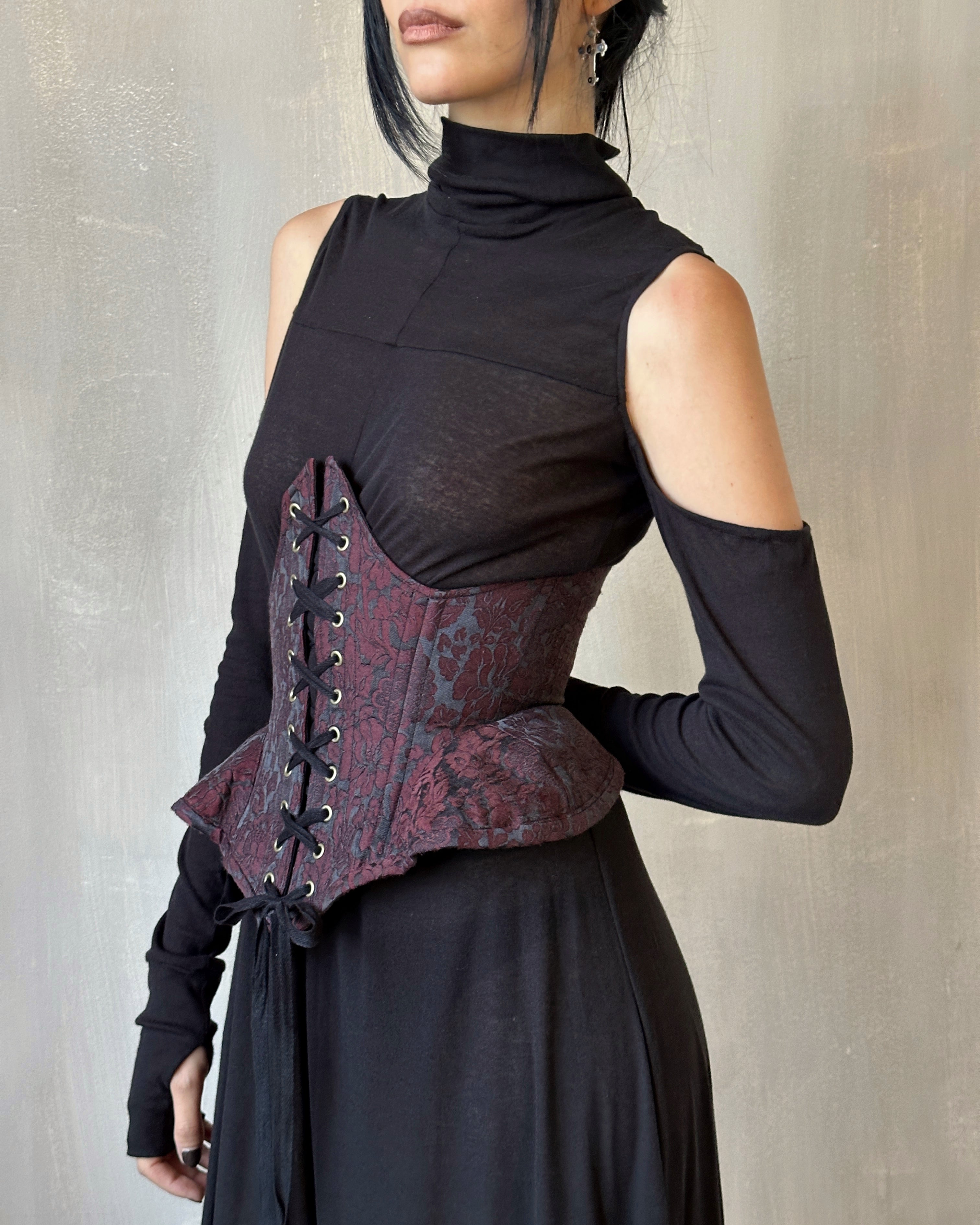 FW'24: Underbust Pannier Corset in "Blood Floral" Silk (Pre-Order, Limited Edition)