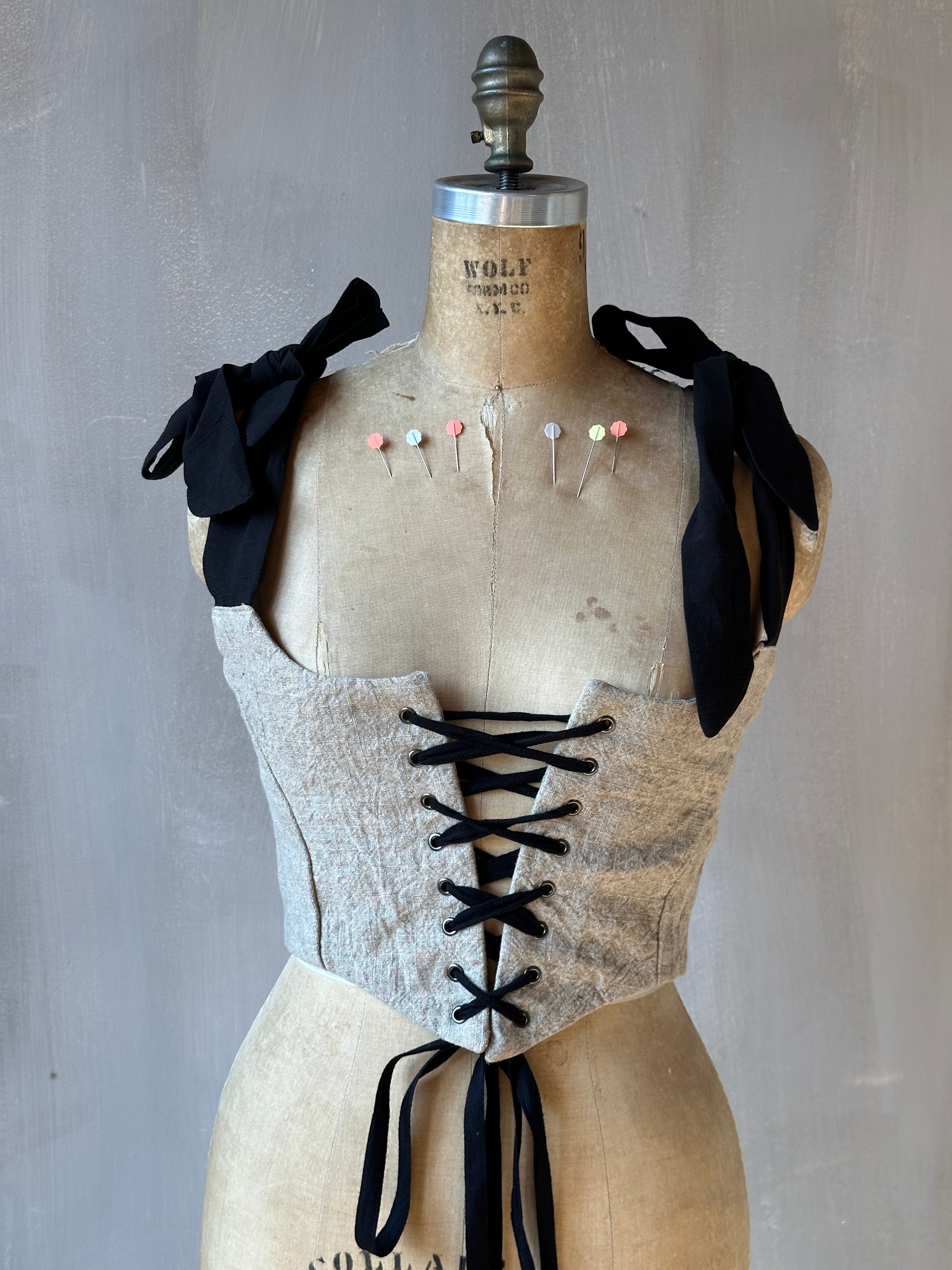 Contrast Corset Vest in Natural Crinkled Linen (Limited Edition)