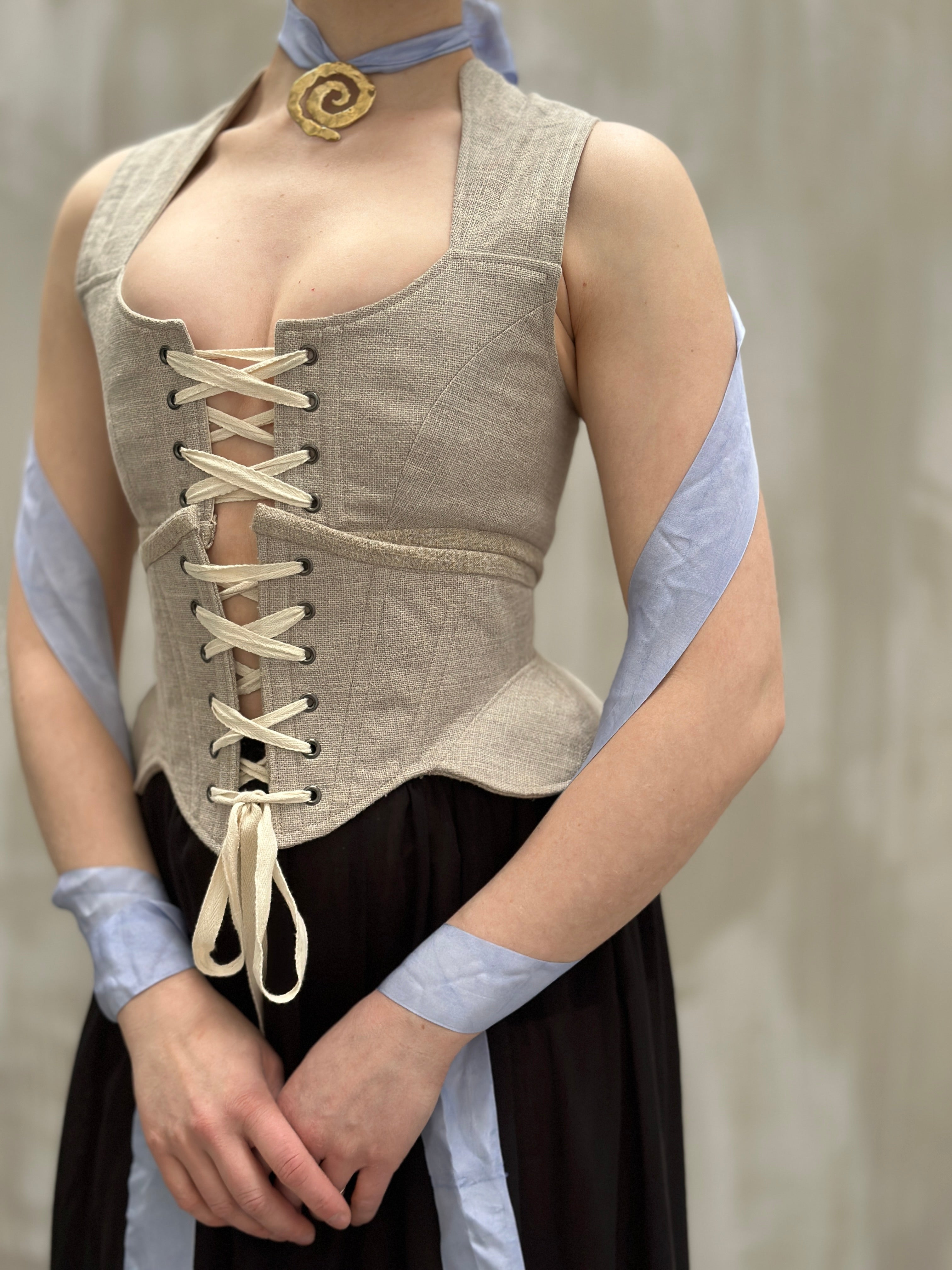 Sample Sale: Severina Corset Belt in Burlap Linen (Size III)
