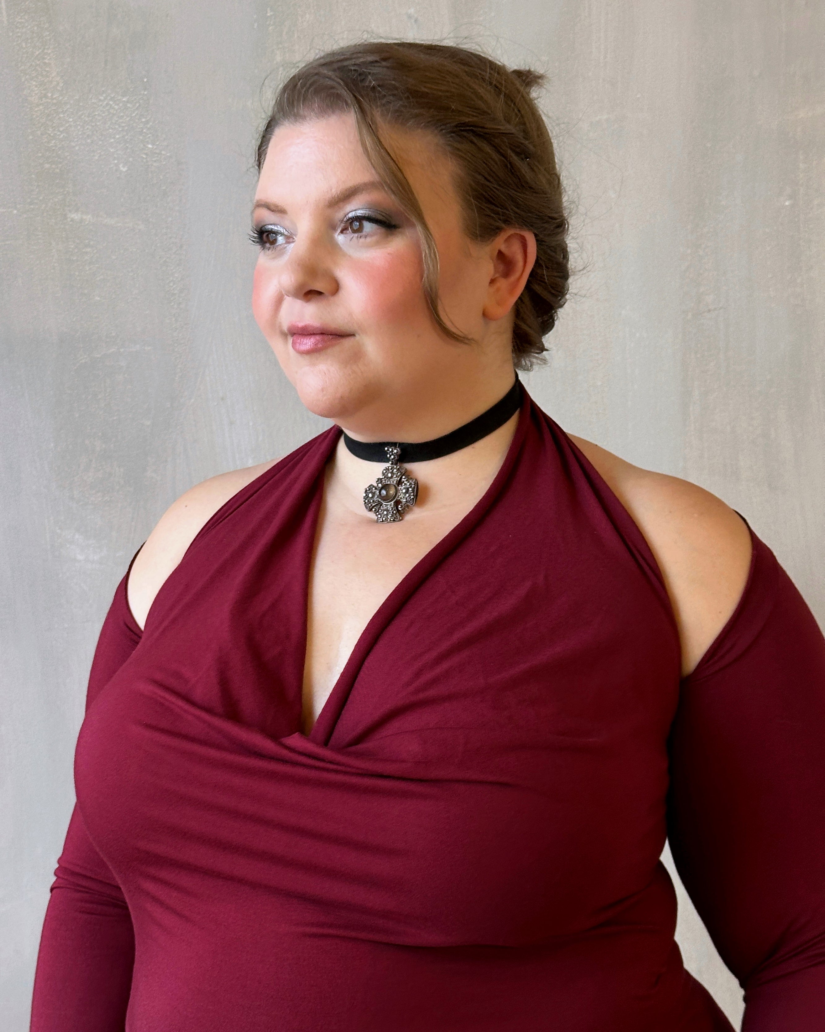 Halter Shrug Dress Blood Red (In Stock) Halter Shrug Dress Blood Red (In Stock)