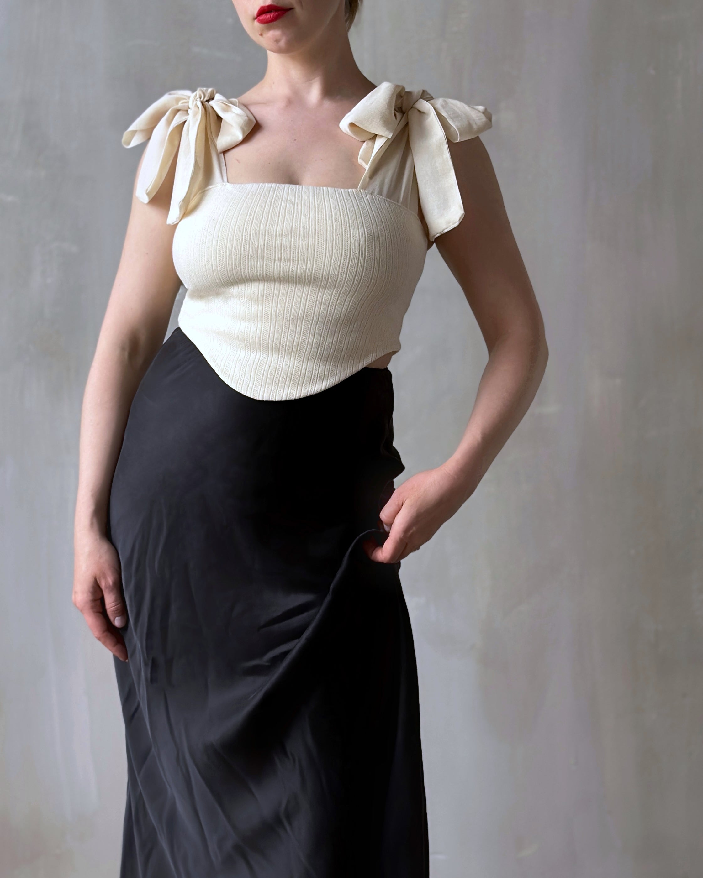 Bias Cut Charcoal Silk Slip Skirt (Pre-Order)