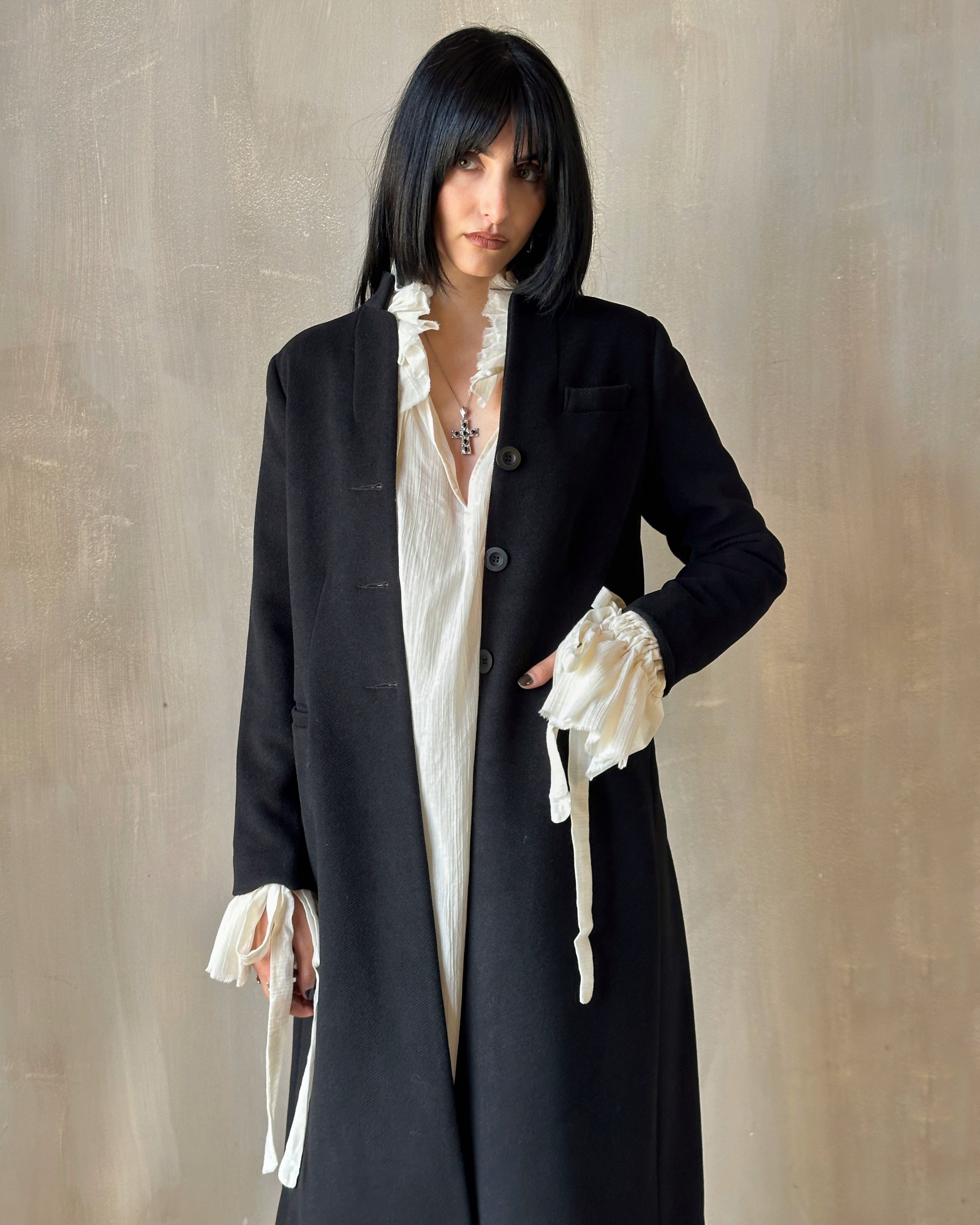 FW'24: Stand Collar Coat with Bustle