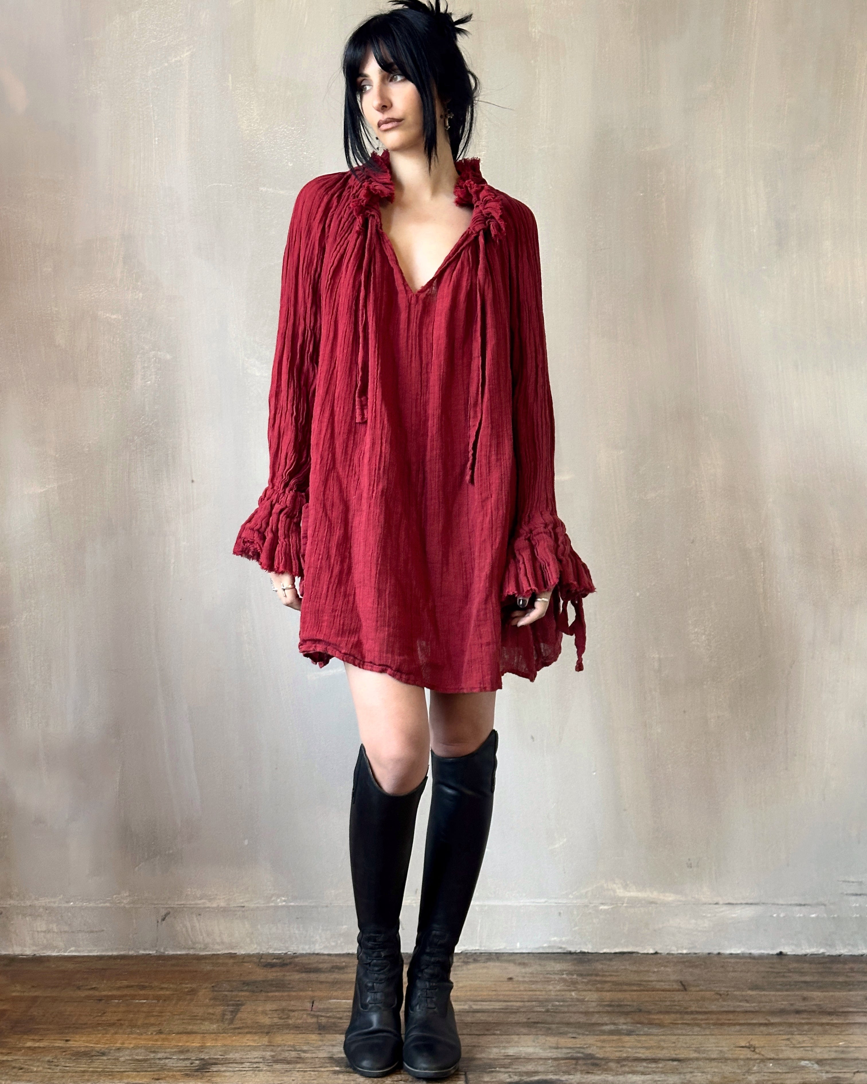 Alchemist Chemise in Burnt Red Linen