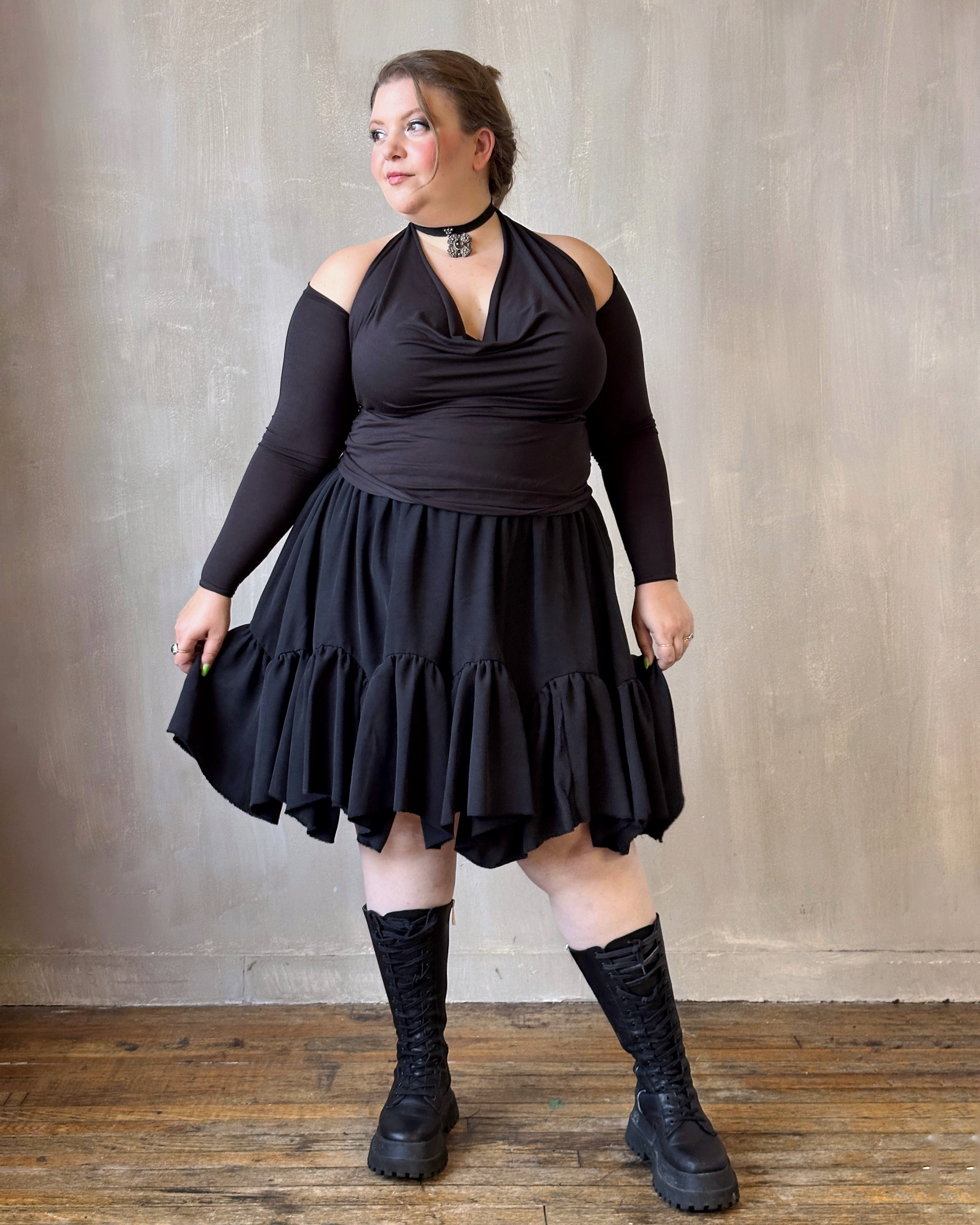 Petticoat Kilt in Black Twill Taffeta (In Stock)