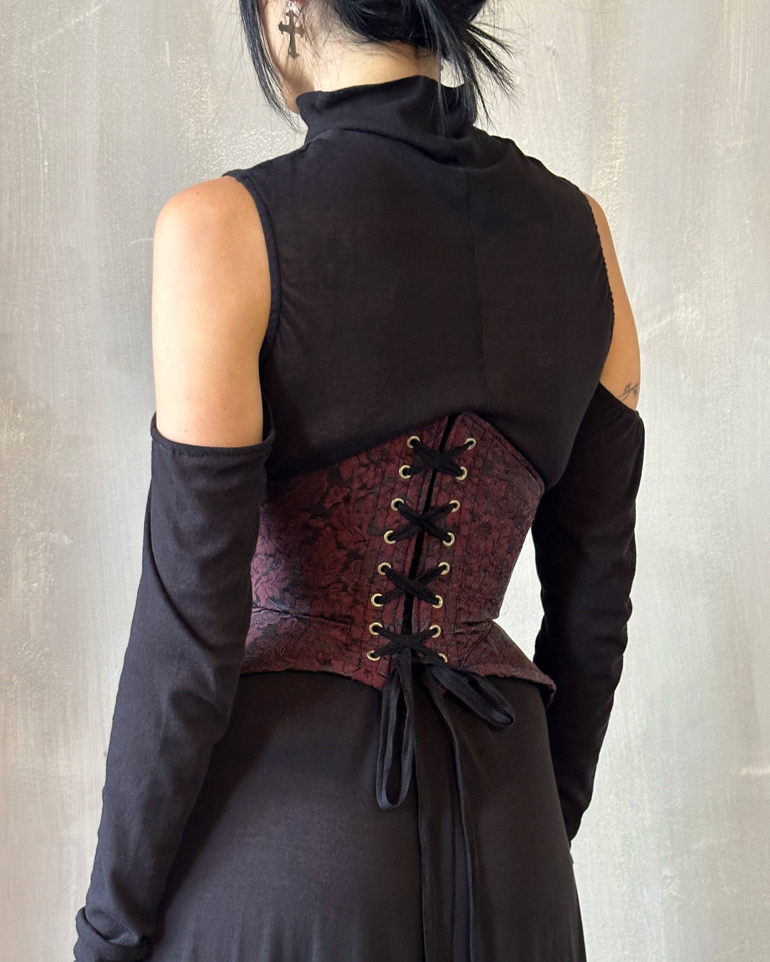 FW'24: Underbust Pannier Corset in "Blood Floral" Silk (Pre-Order, Limited Edition)