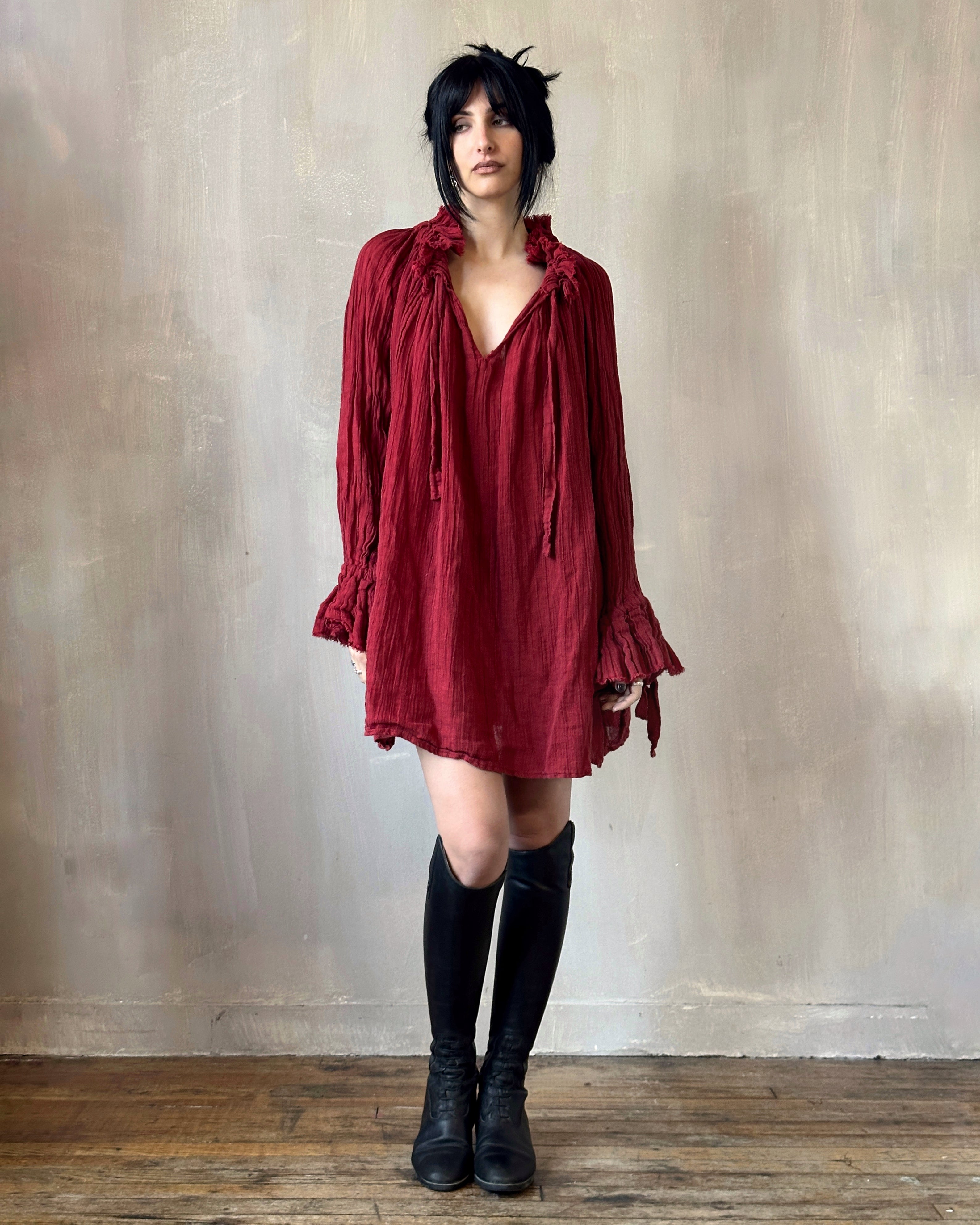 Alchemist Chemise in Burnt Red Linen