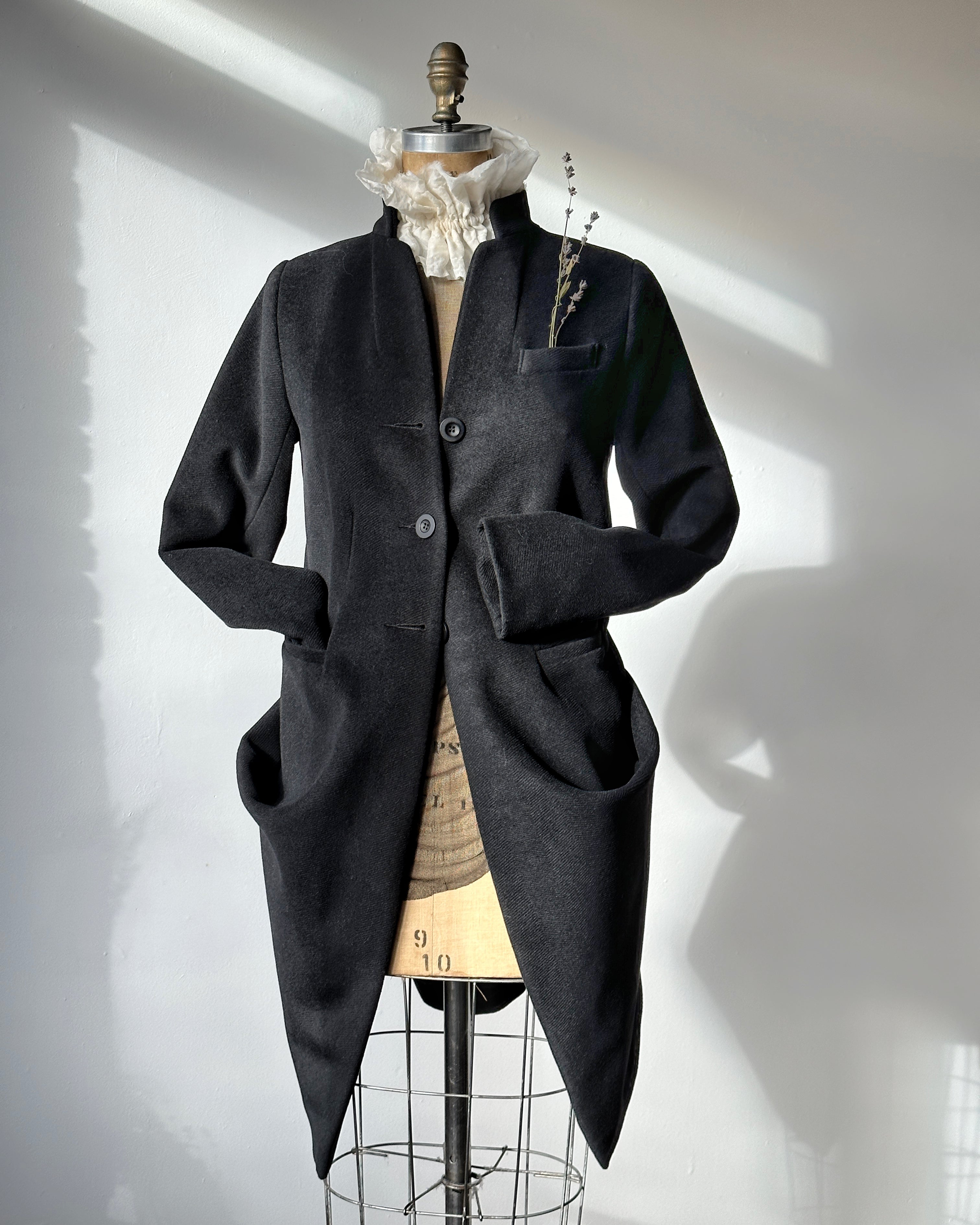 FW'24: Stand Collar Coat with Bustle