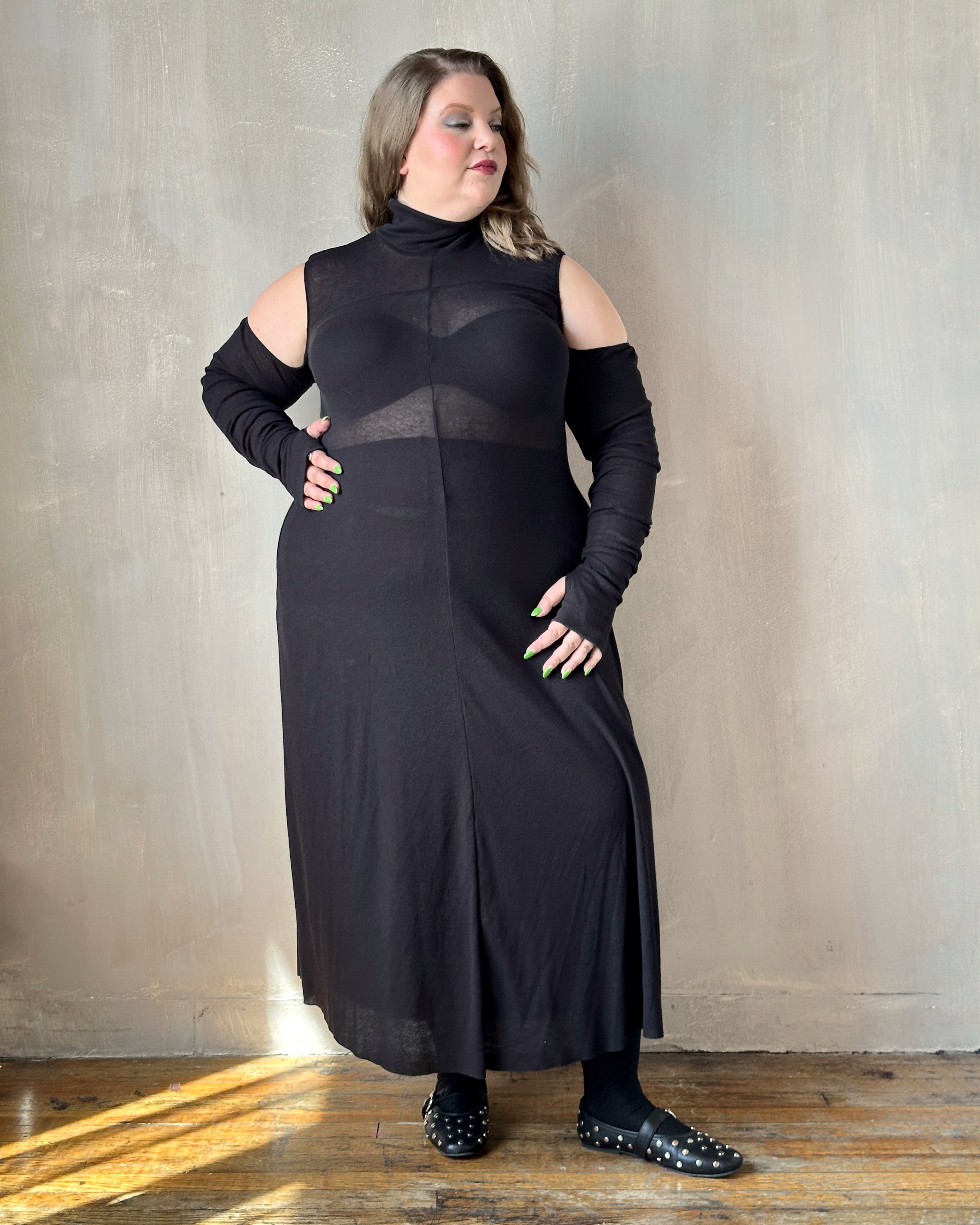 FW'24: Cross-Seam Maxi w/Armwarmer Sleeve