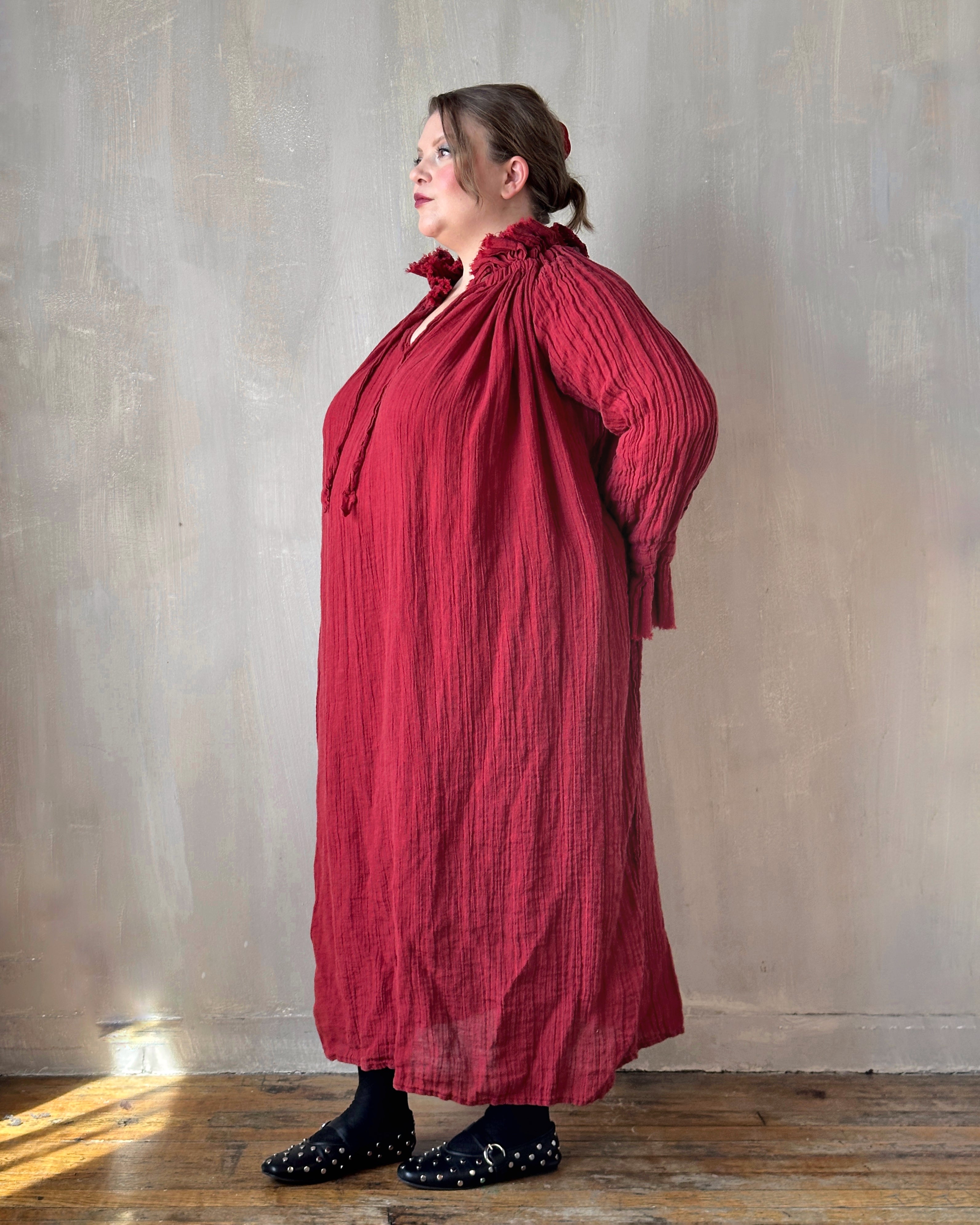 Ultra Maxi Alchemist Chemise in Burnt Red Linen (Pre-Order)
