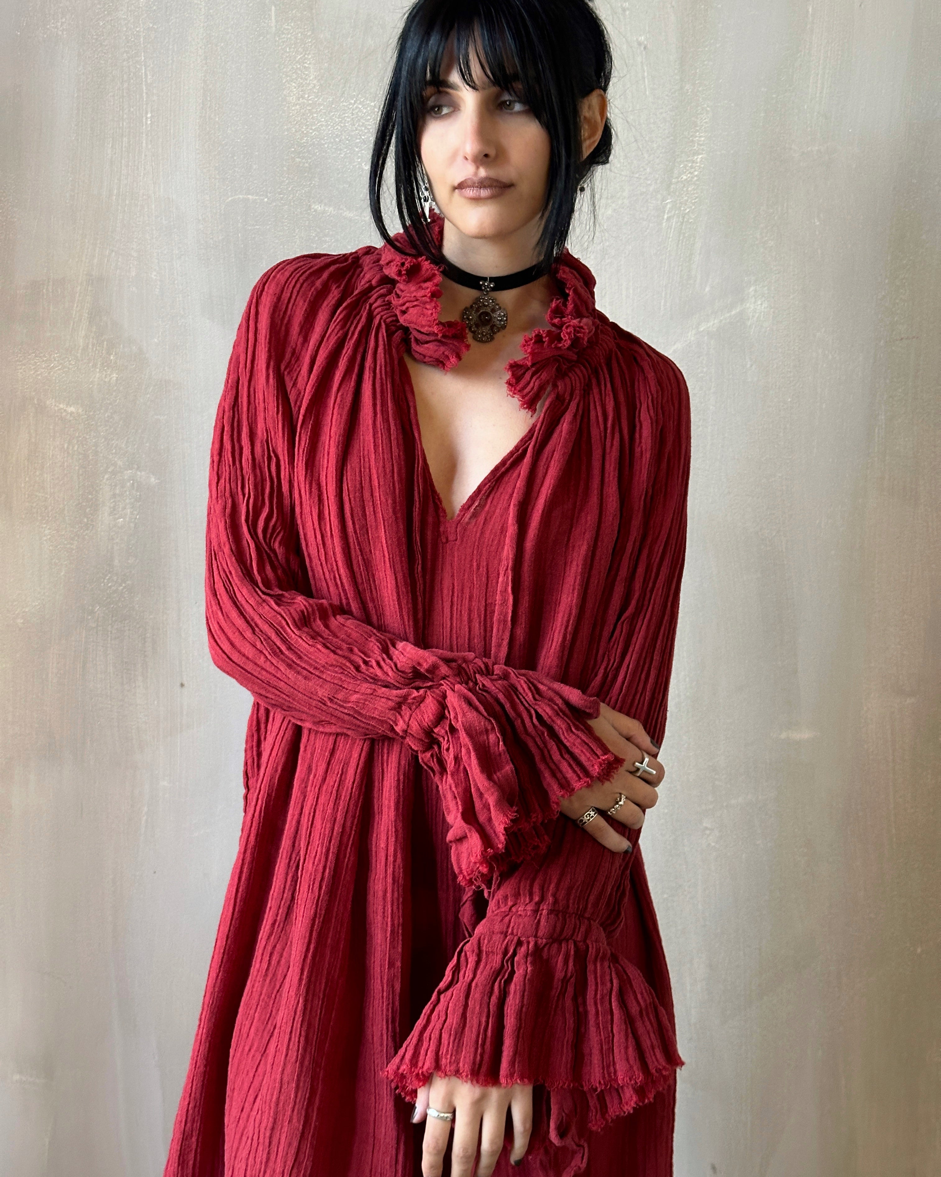 Ultra Maxi Alchemist Chemise in Burnt Red Linen (Pre-Order)