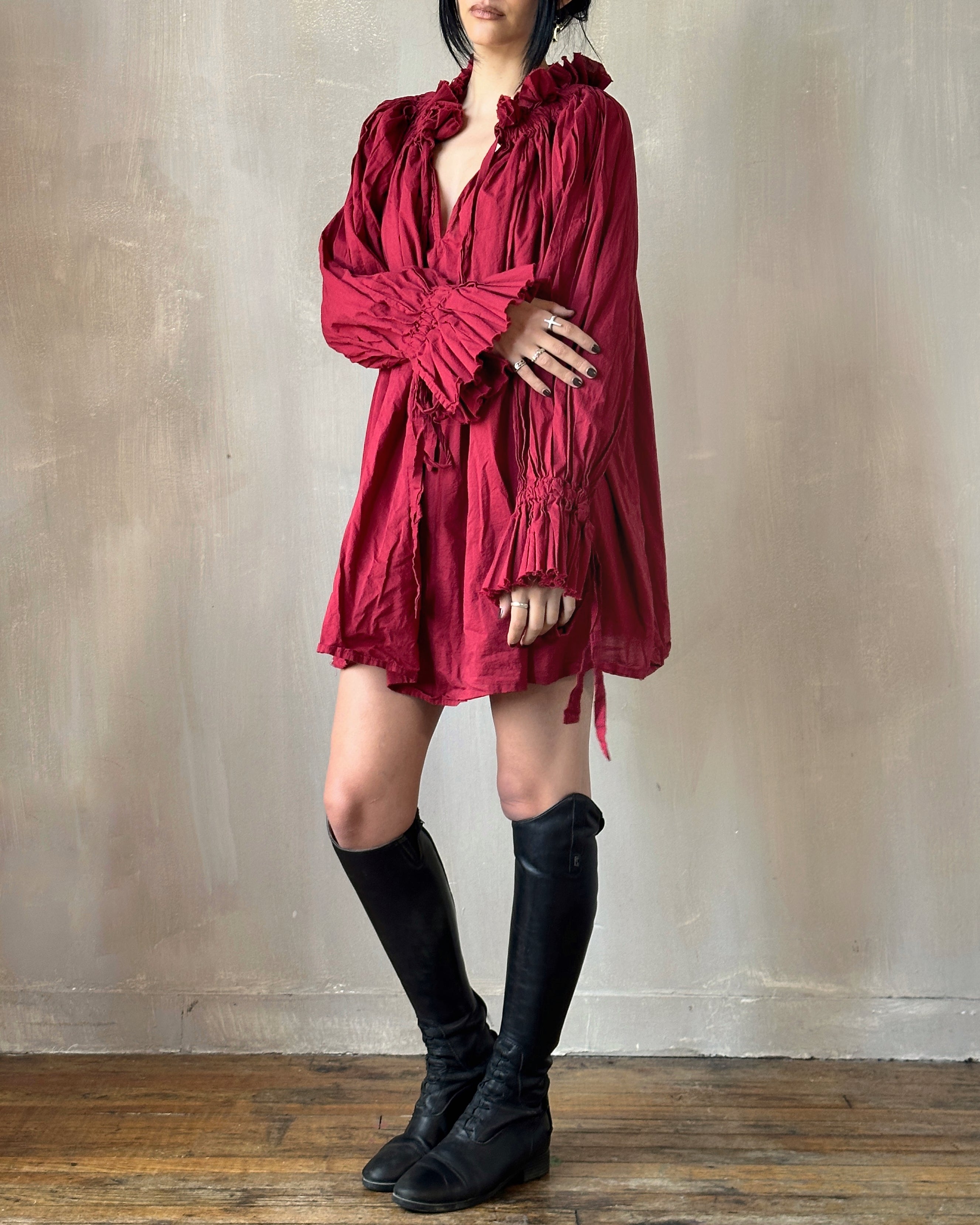 Alchemist Chemise in Wine Red Cotton (Pre-Order)